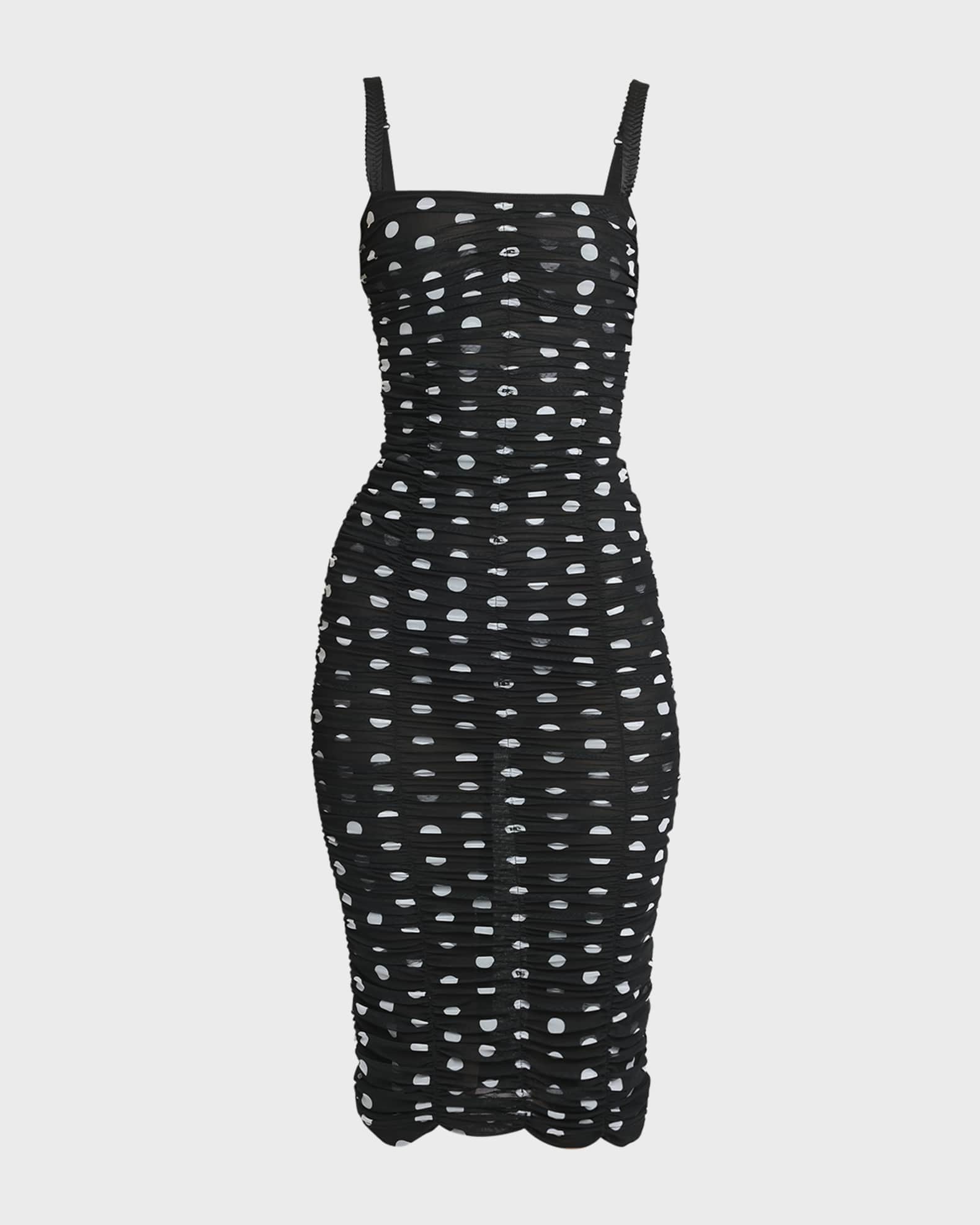 Tulle Polka-Dot Midi Dress 0