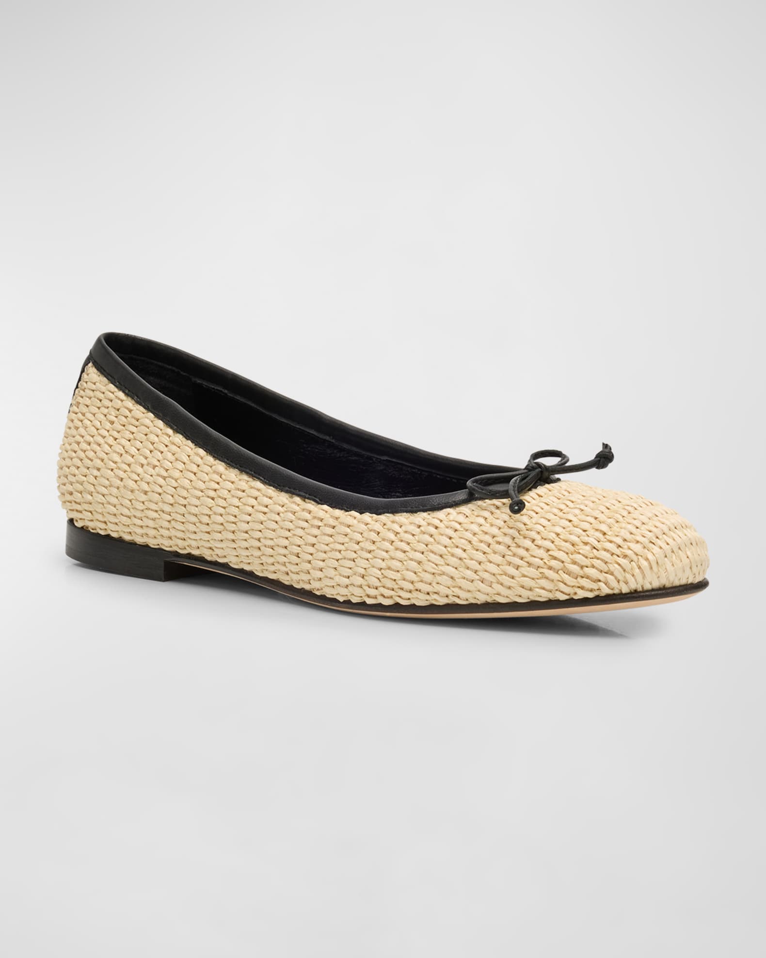 Manolo Blahnik Veralli Woven Bow Ballerina Flats | Neiman Marcus