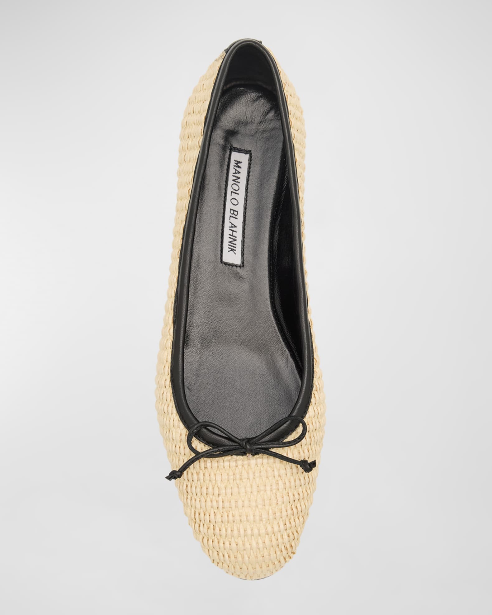 Manolo Blahnik Veralli Woven Bow Ballerina Flats | Neiman Marcus
