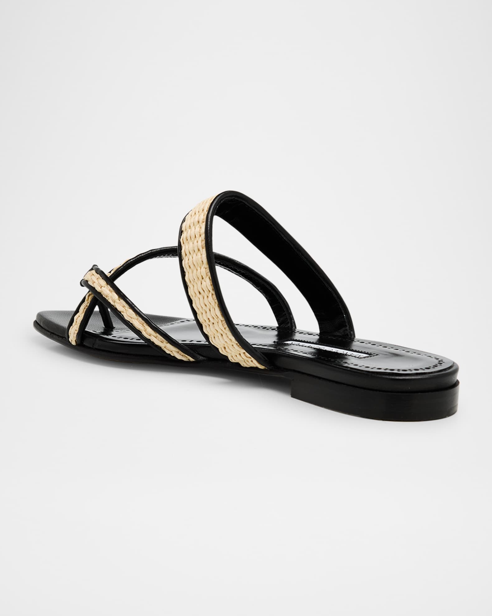 Manolo Blahnik Susara Woven Flat Slide Sandals | Neiman Marcus
