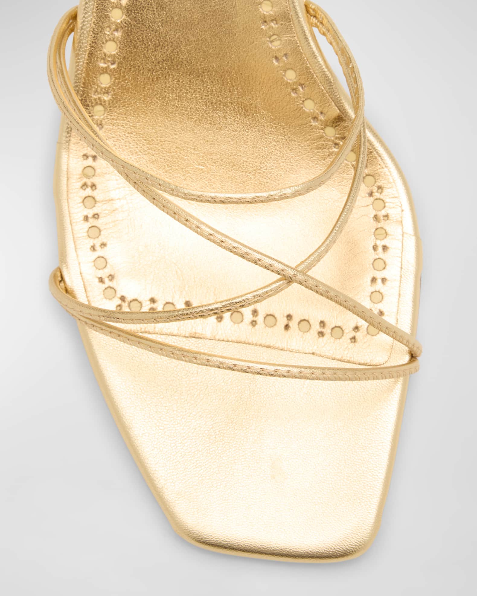 Manolo Blahnik Strappy Metallic Leather Slide Sandals