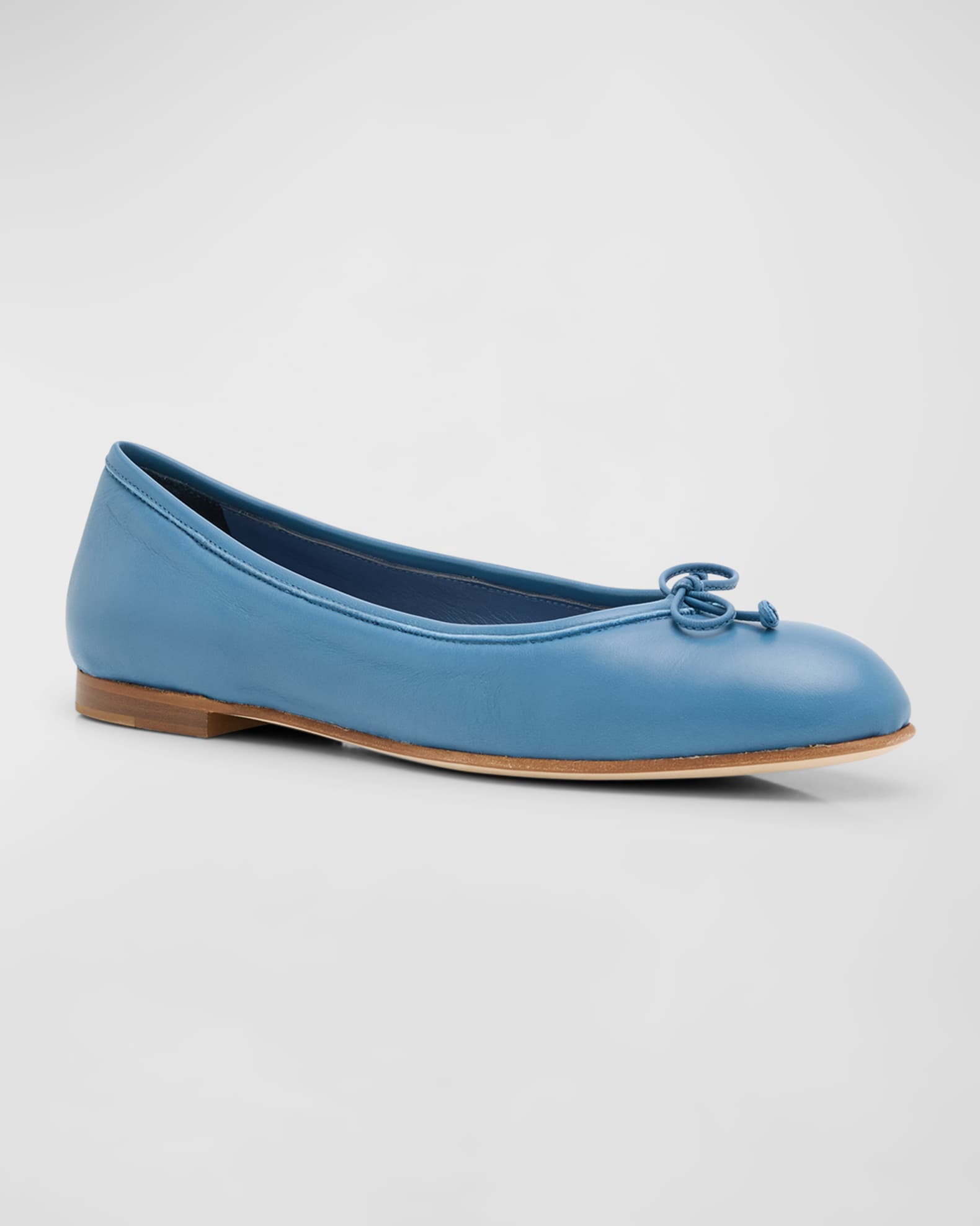 Manolo Blahnik Veralli Leather Bow Ballerina Flats Neiman Marcus