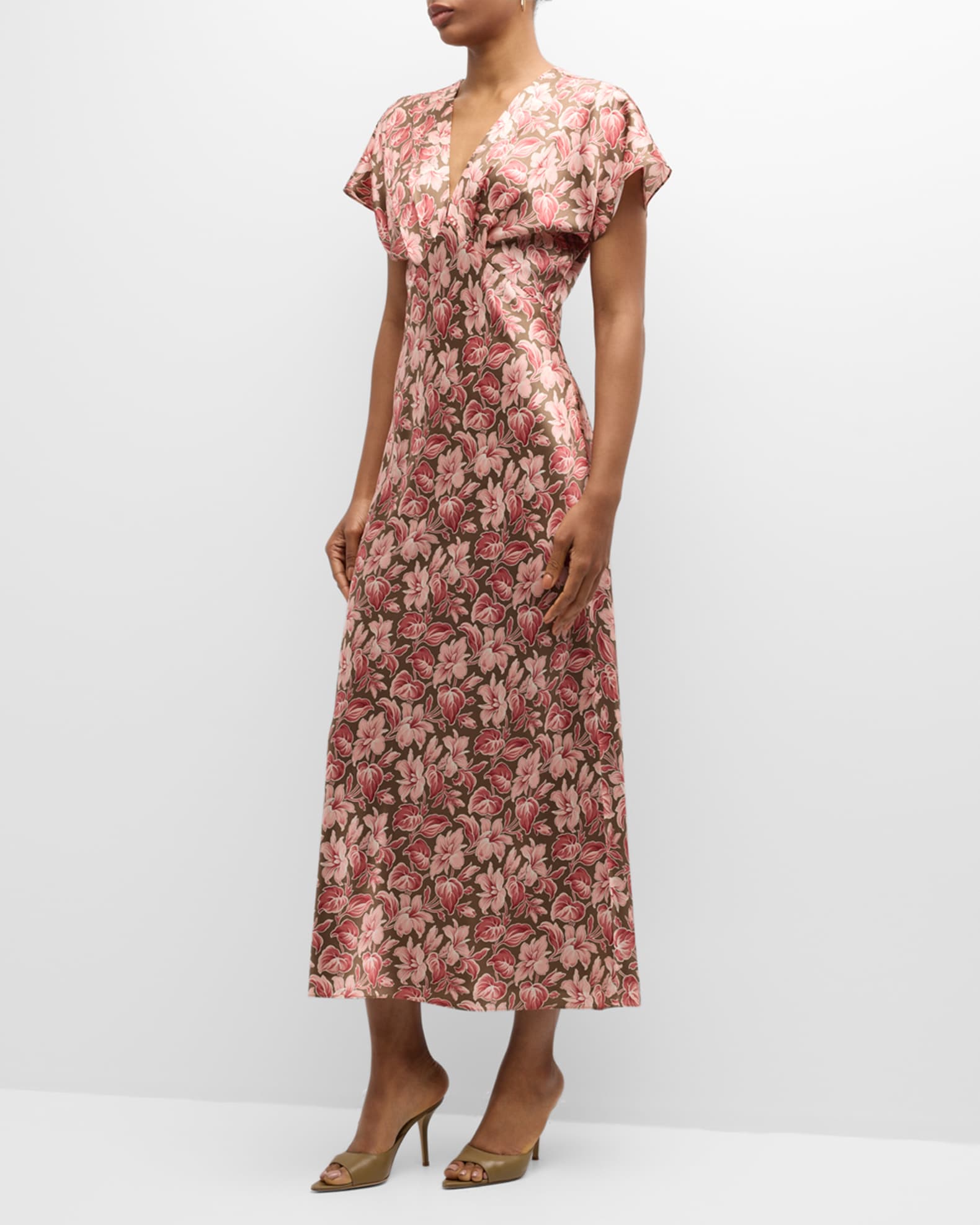 Seymour Floral Short-Sleeve Midi Dress 1