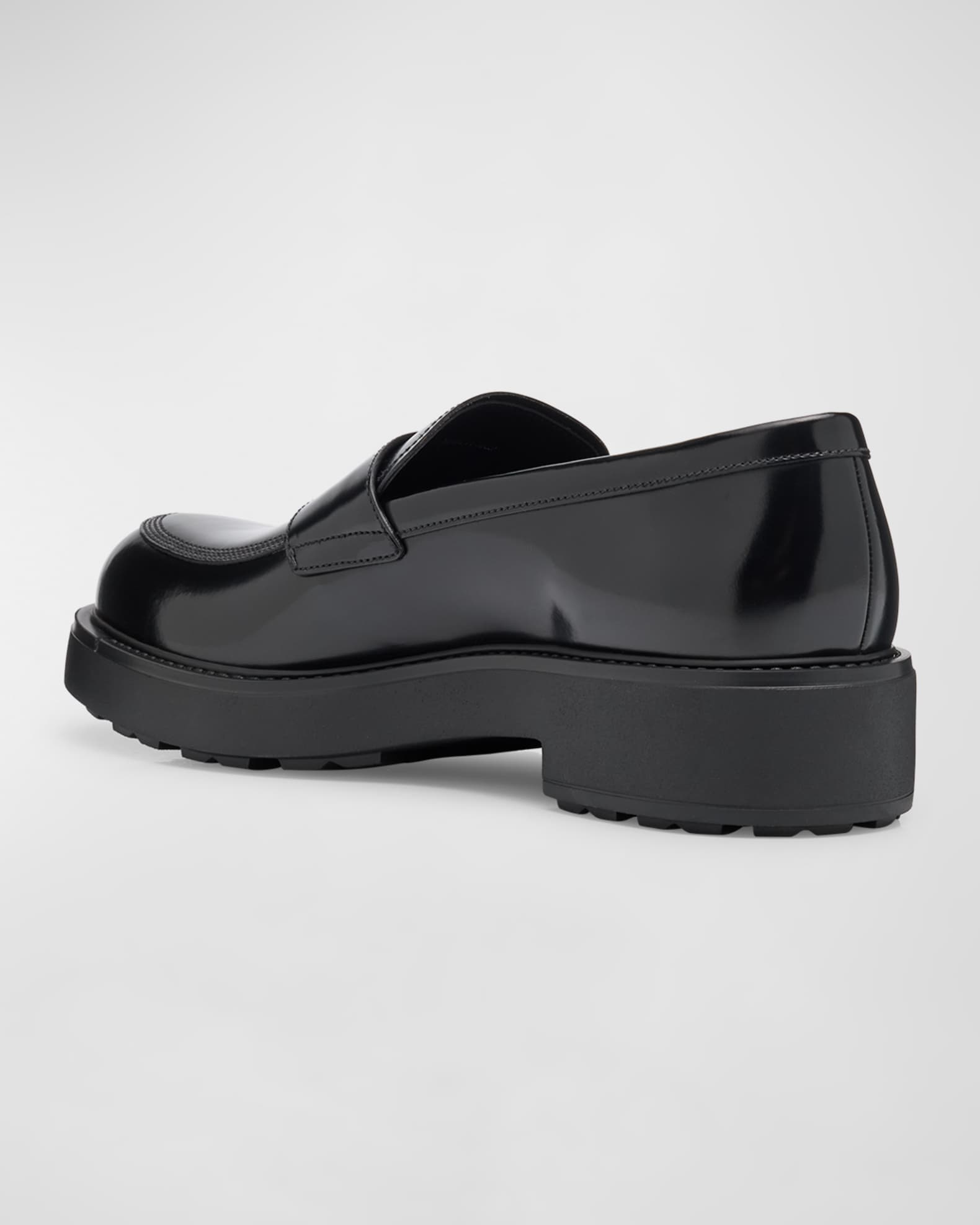 Prada Men's Diapason Leather Penny Loafers | Neiman Marcus