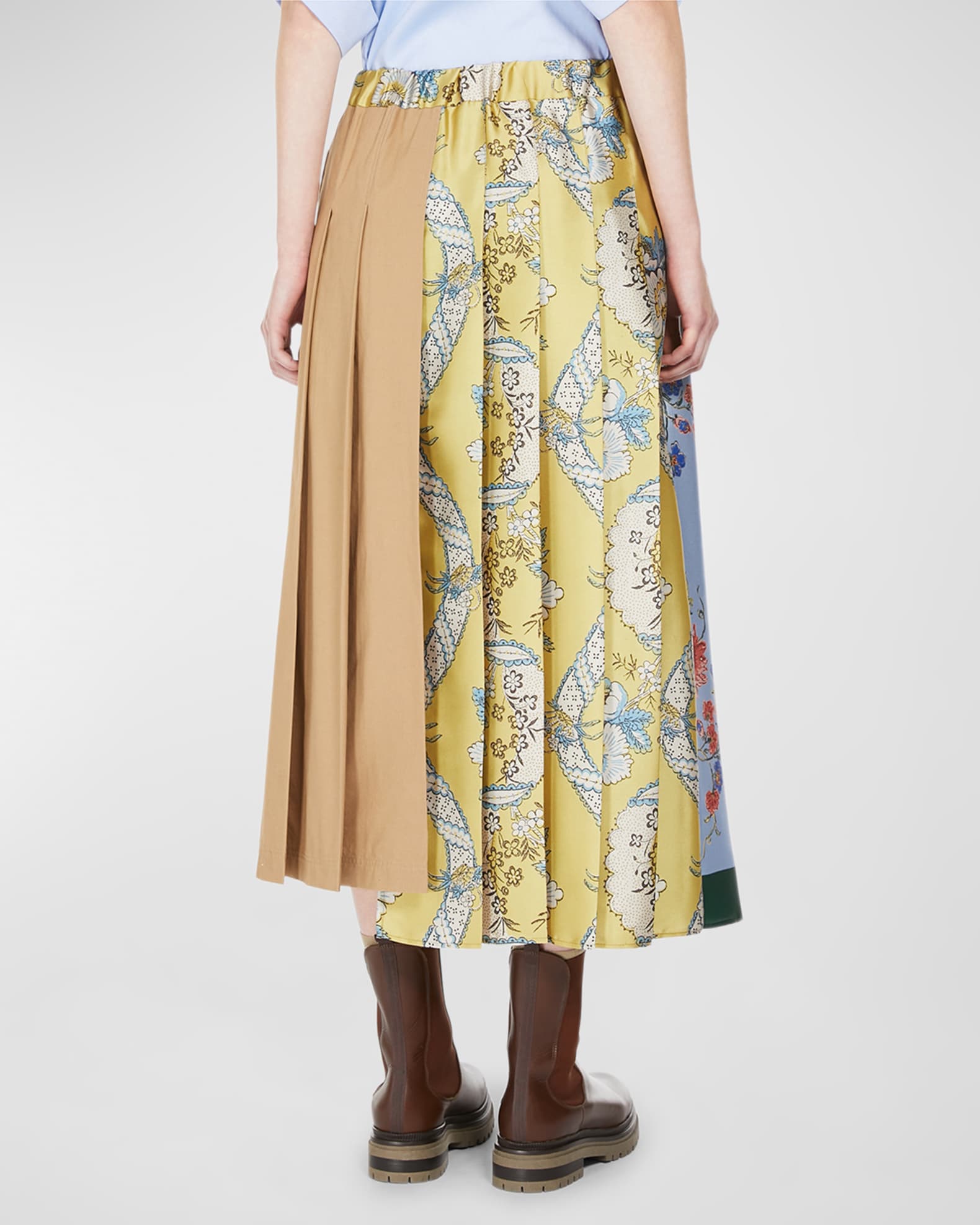 Pleated midi skirt in art deco print outlet