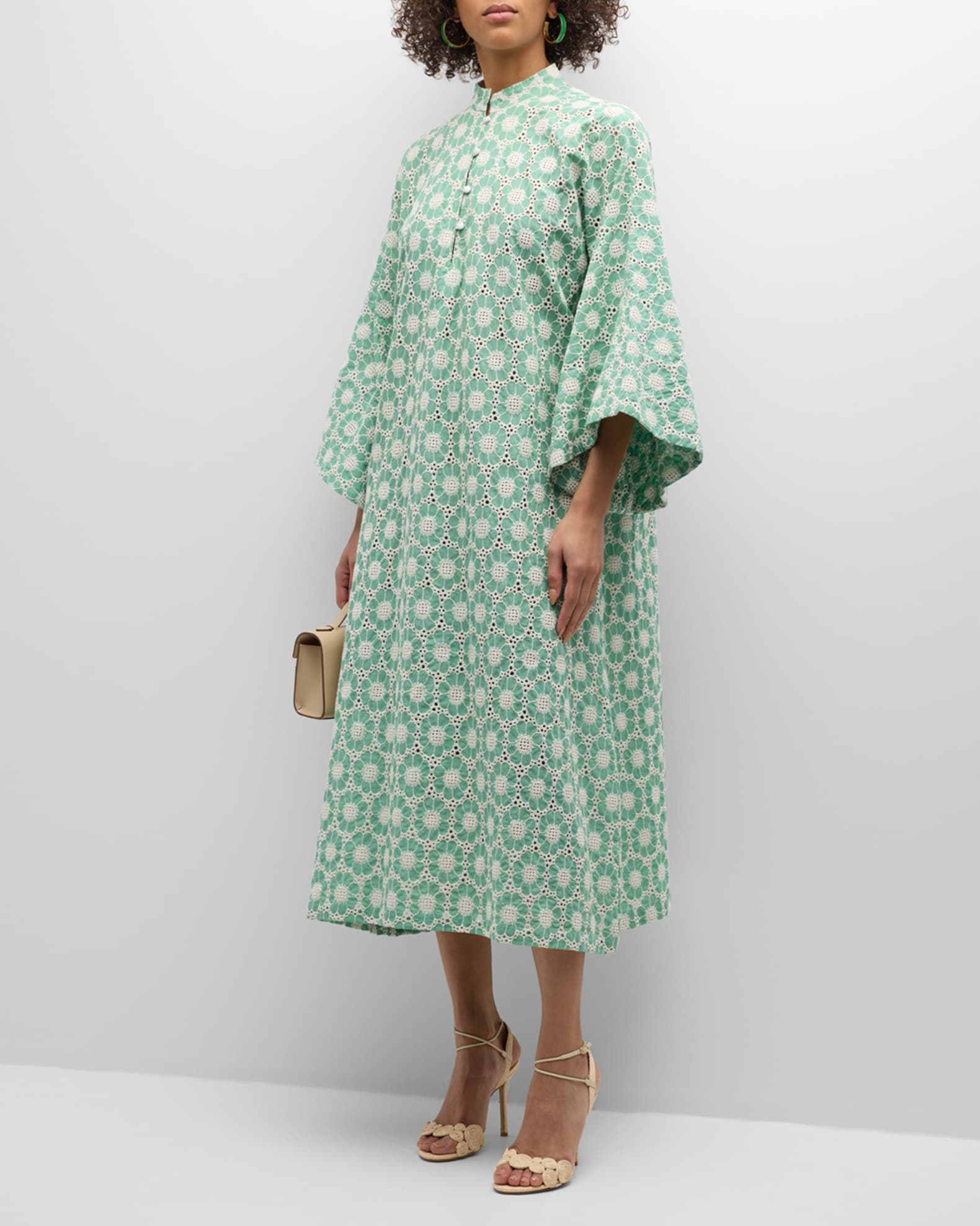 Black Long caftan with eyelet details 94187