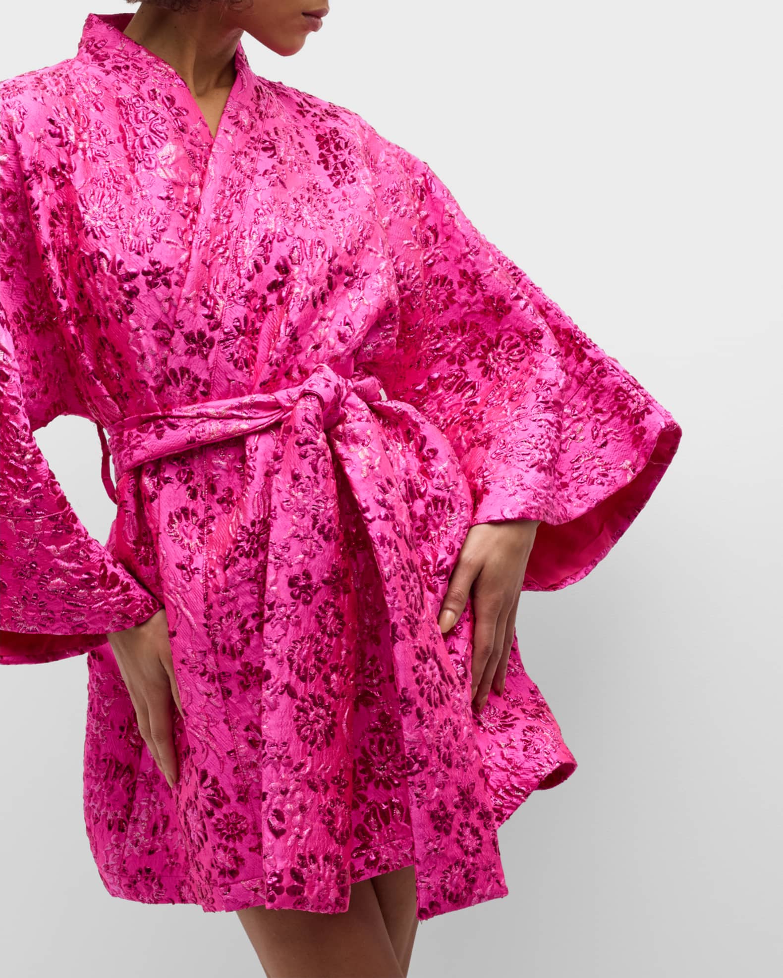 La Vie Style House Metallic Floral Brocade Mini Robe Neiman Marcus