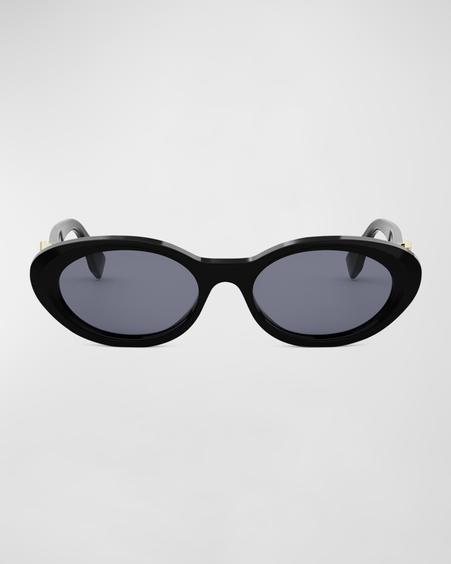 Fendi Diamond Black Acetate Oval Sunglasses