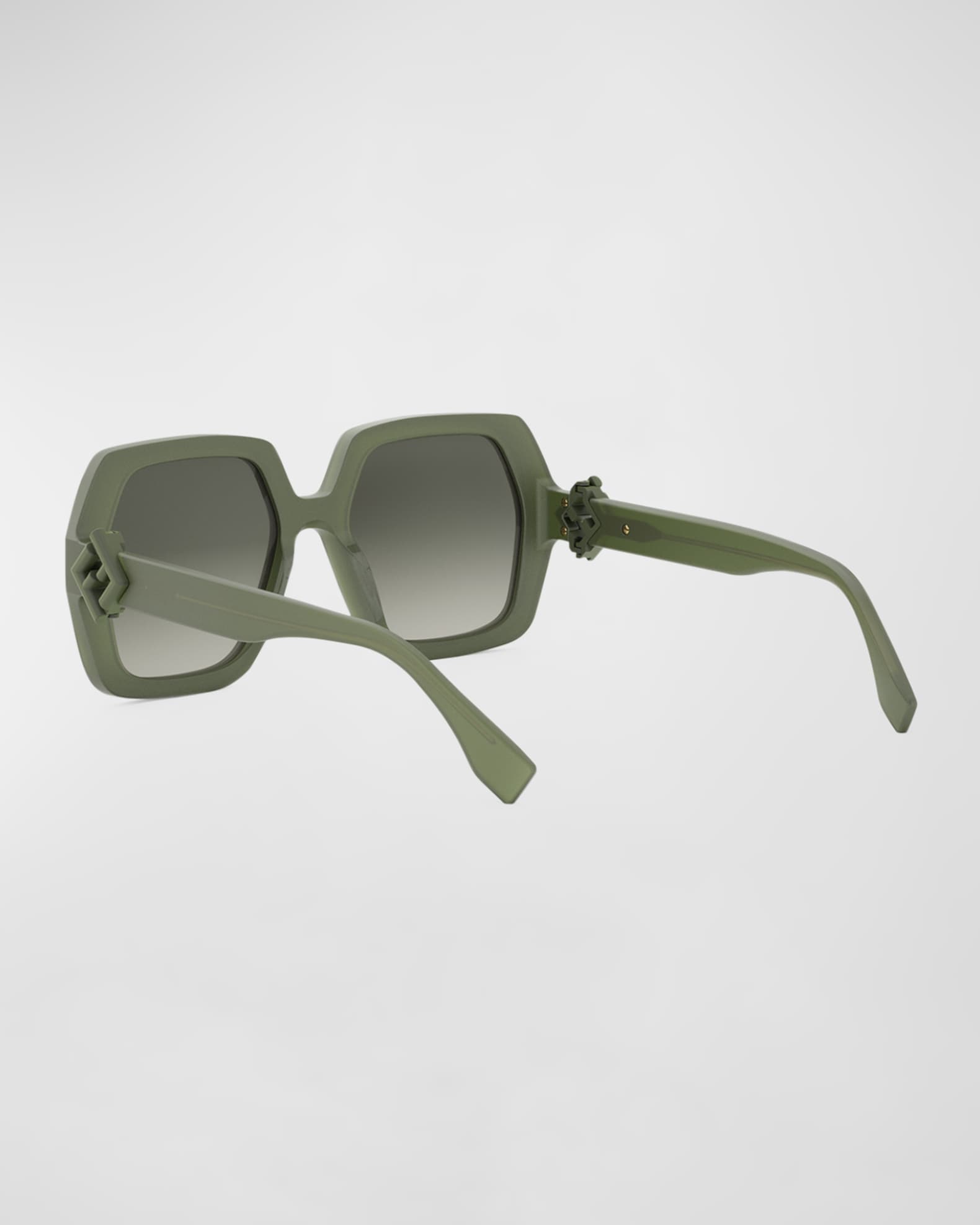 Fendi Diamond Green Acetate Square Sunglasses  1