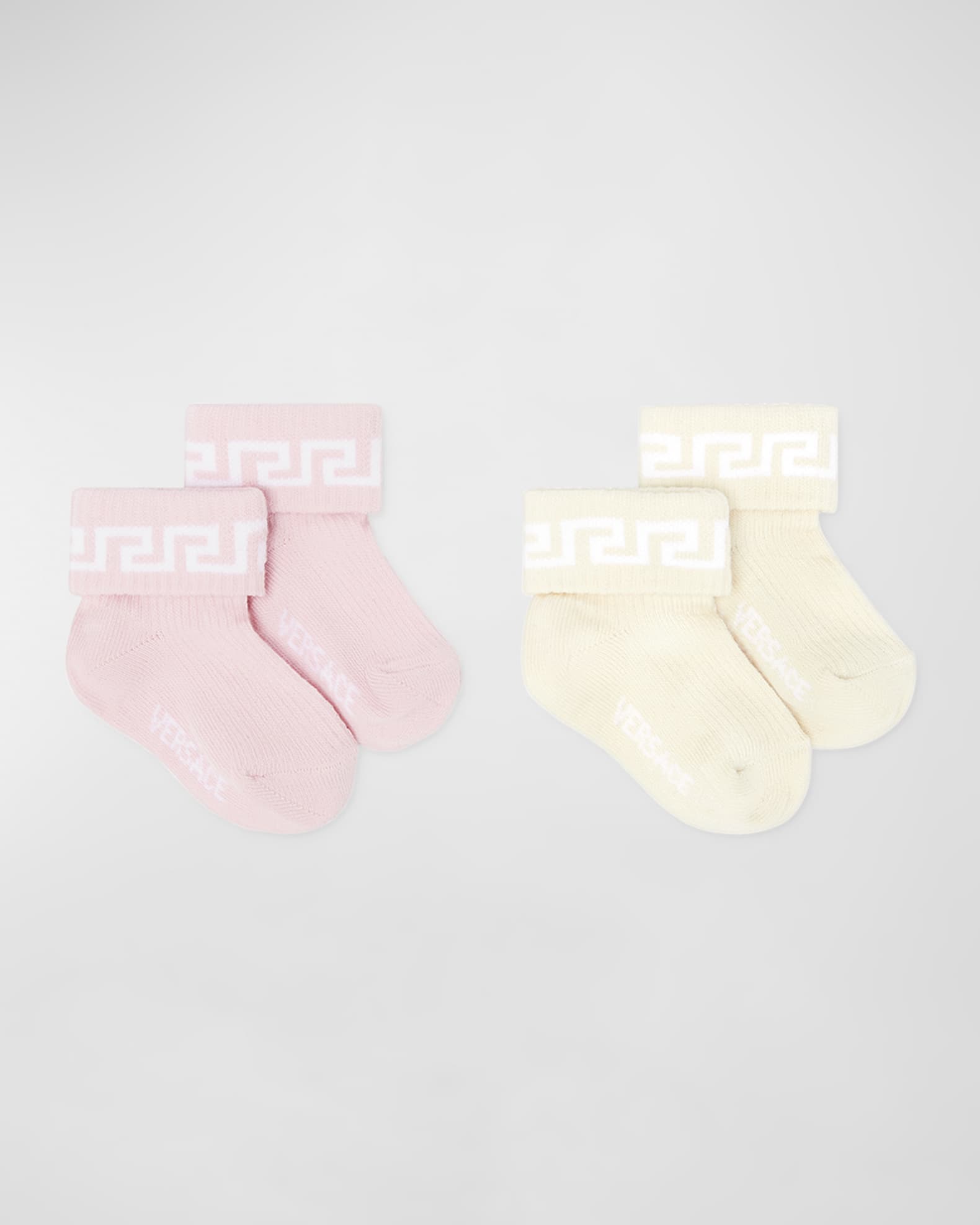 Girl's 2-Pack Greca Trim Socks, Size Newborn-12M 0