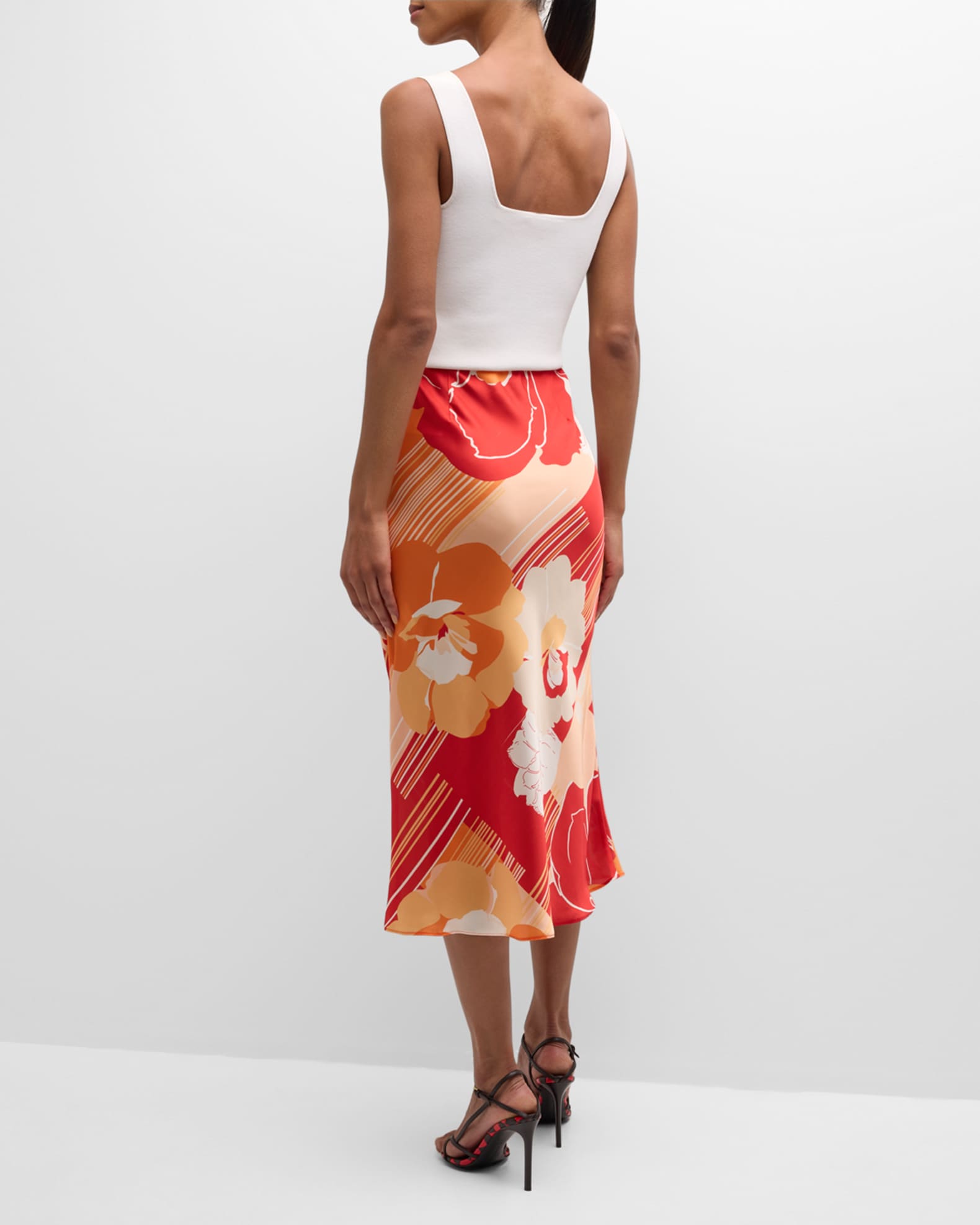 Jupe Midi Topshop Femme Taille 4 (petite) – Motifs Fleuris Multicolores, Coupe A, 100% Polyester