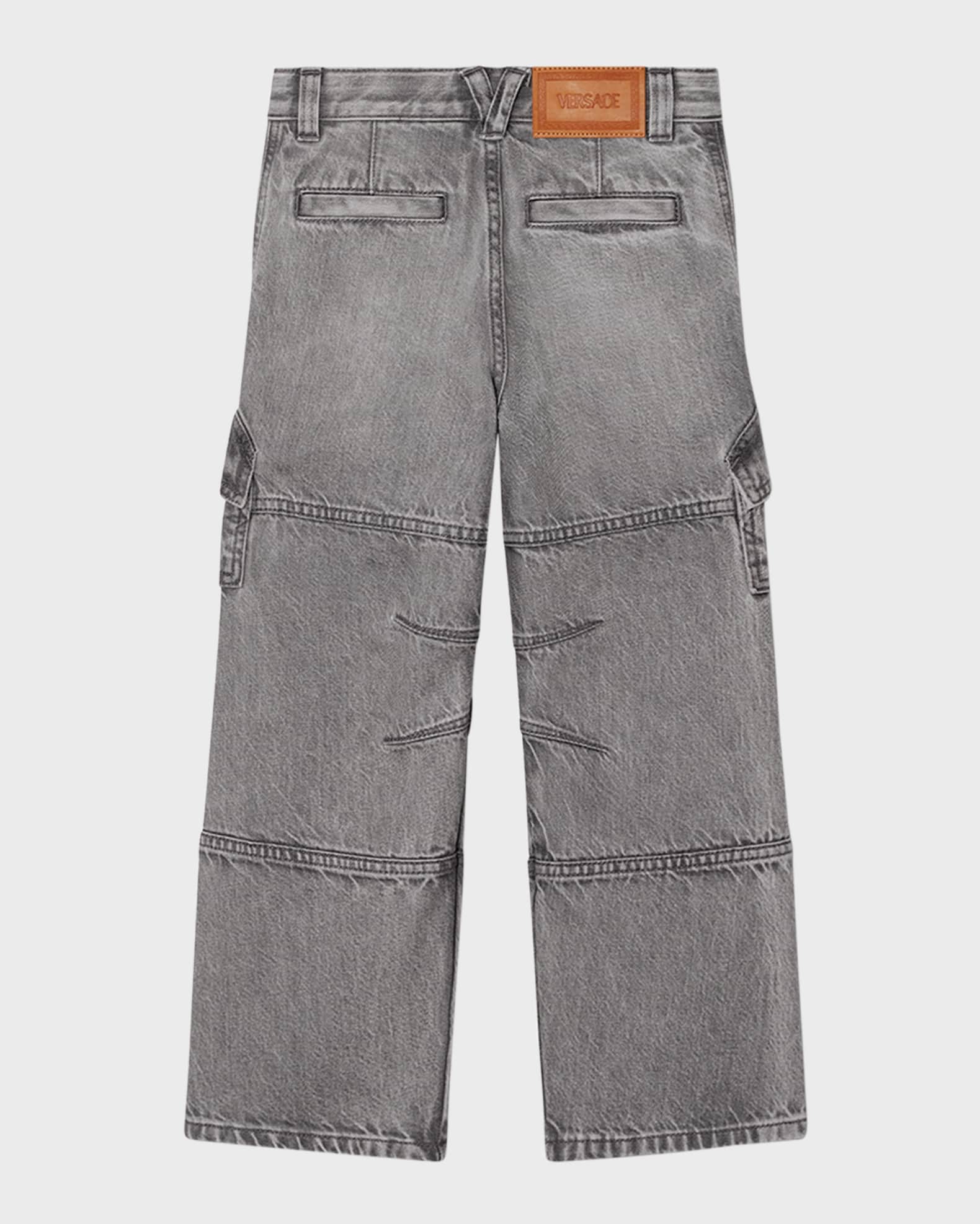 Boy's Washed Grey Cargo Pants 1