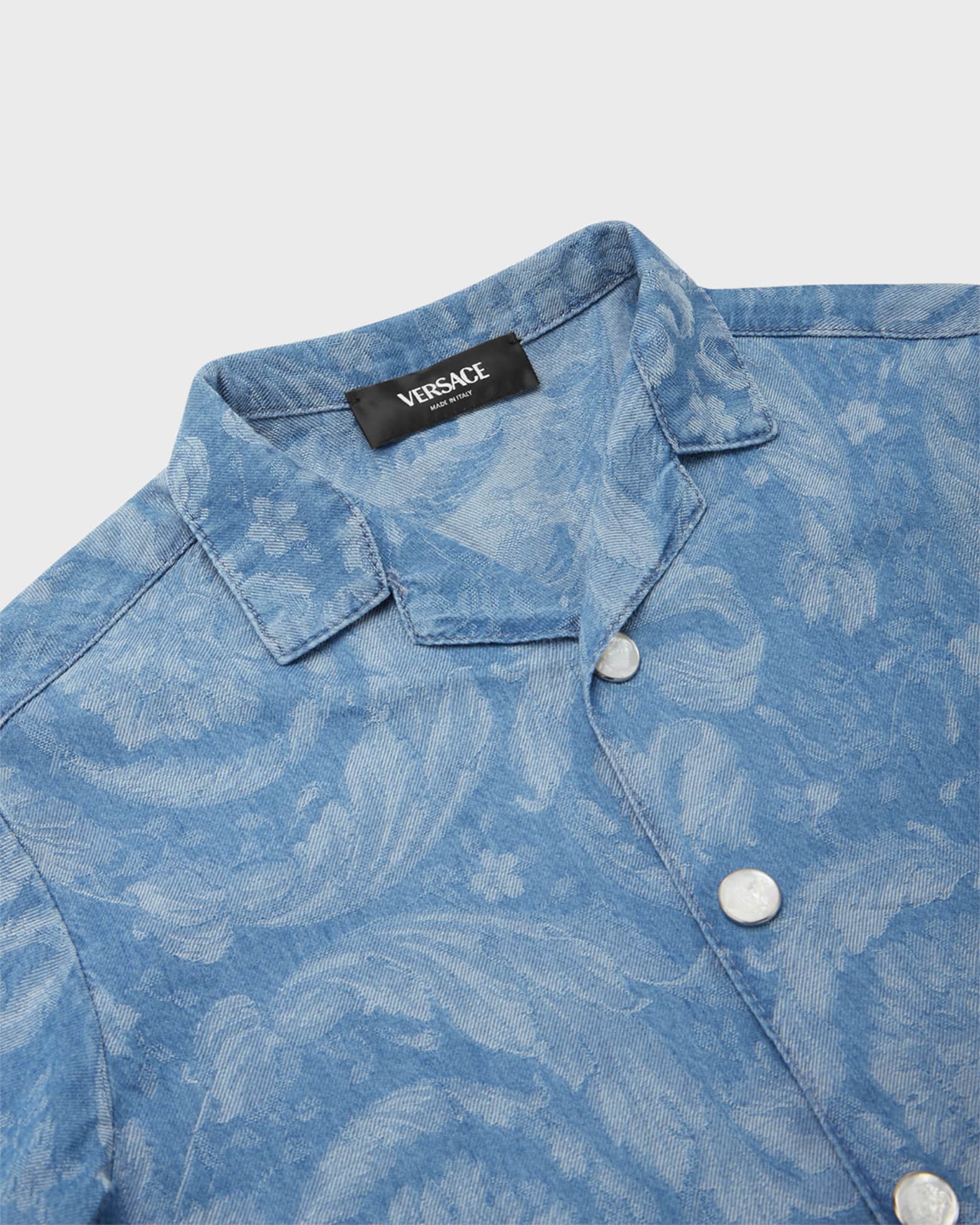 Versace Blue Barocco Chambray Shirt