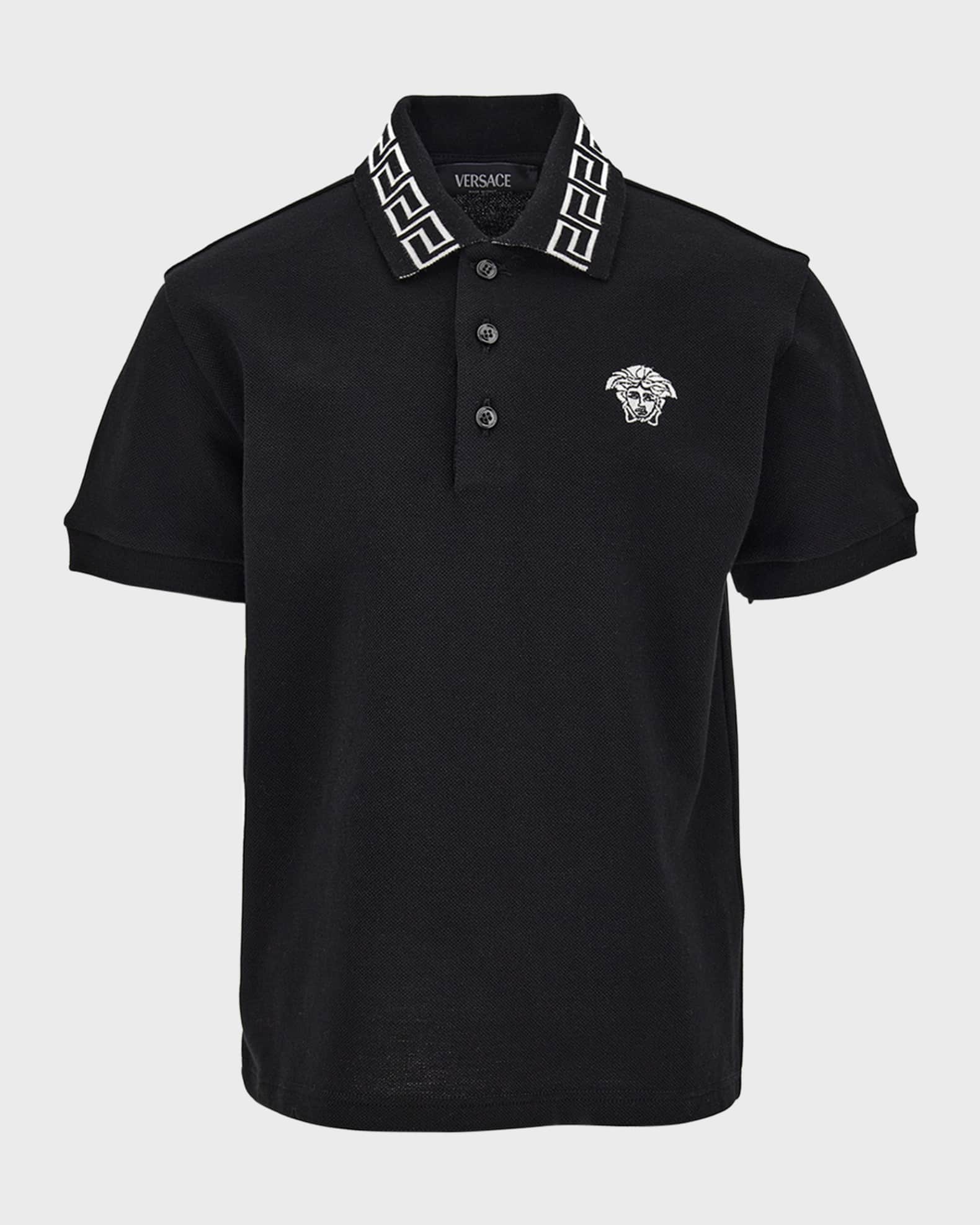 Versace Boys Piquet Medusa Embroidery Piquet Polo Big Kid Multi