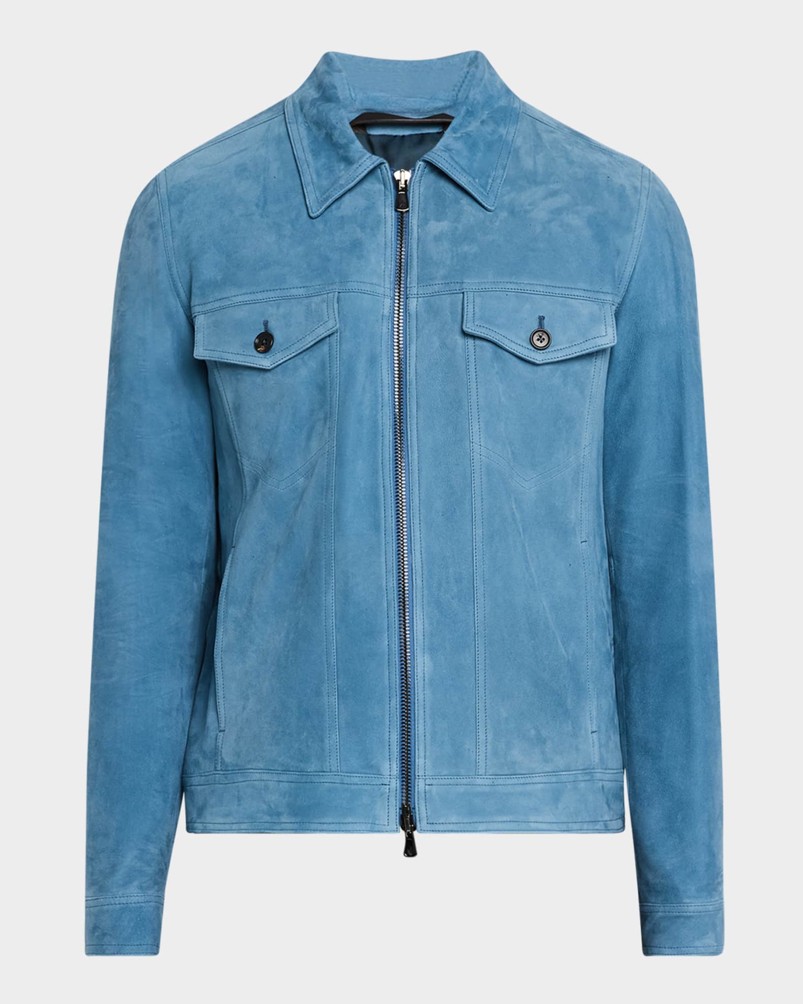 Light Blue Suede Trucker Jacket