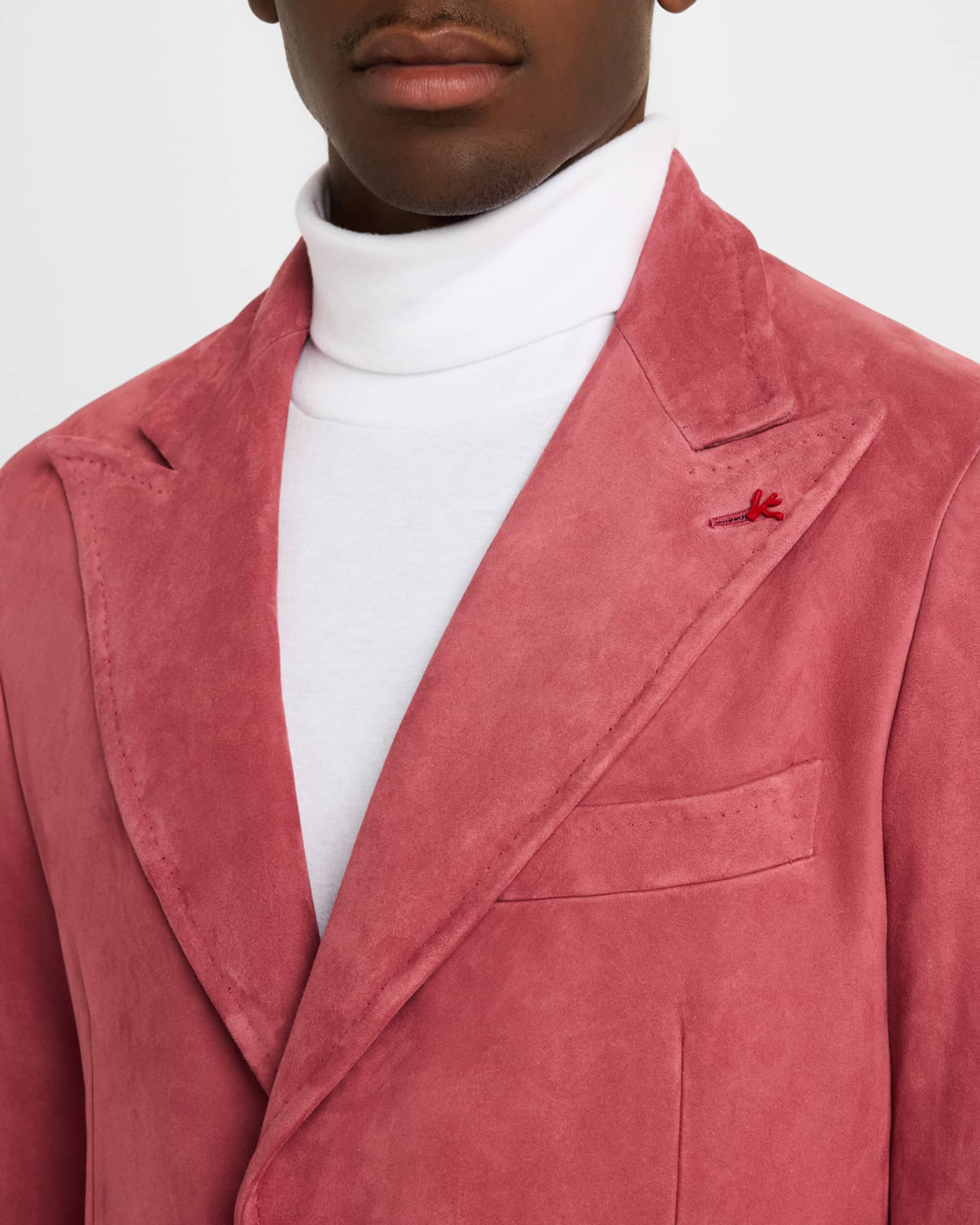 Brown Single-Breasted Suede Blazer