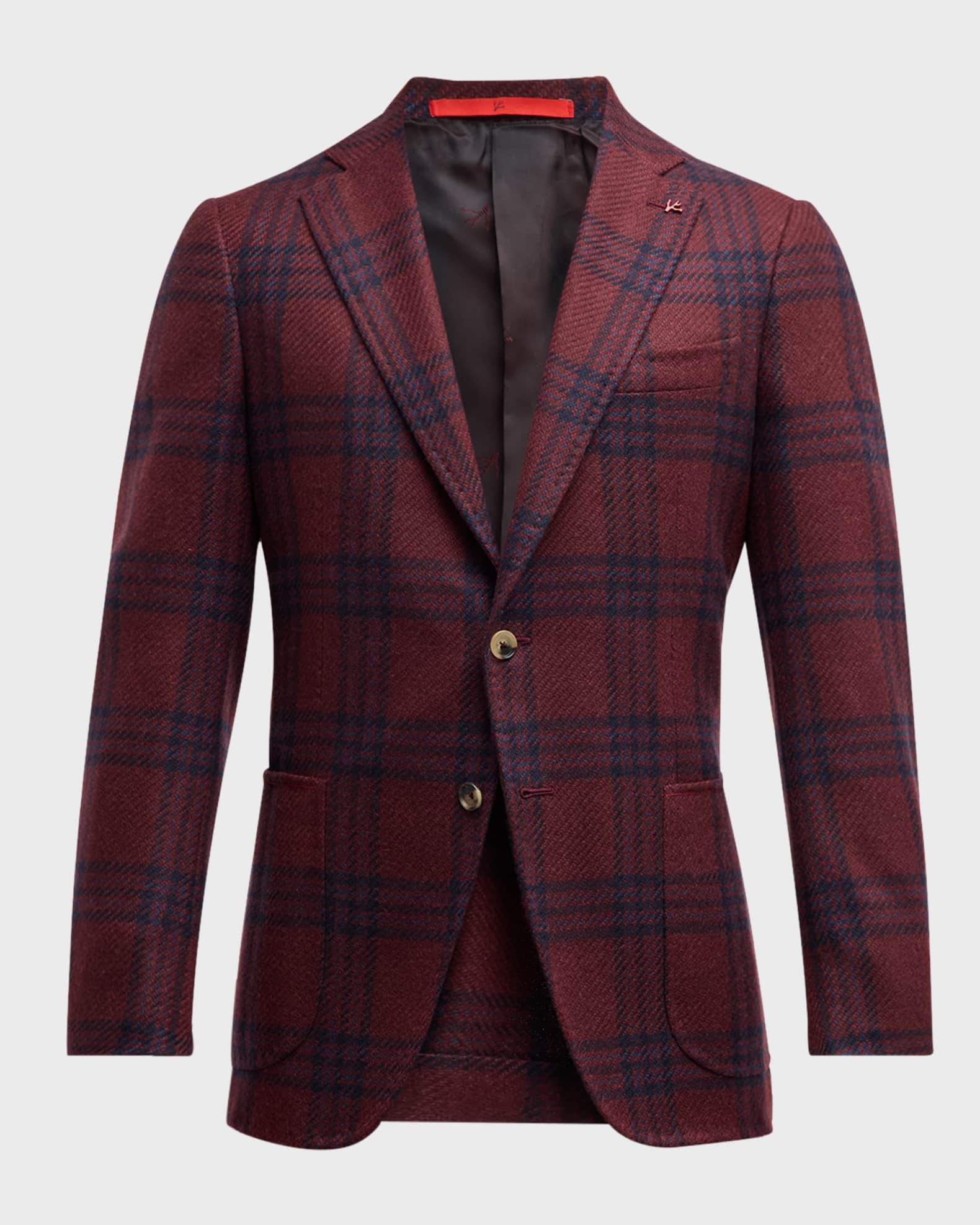 Men's Large Check Cashmere Sport Coat 0