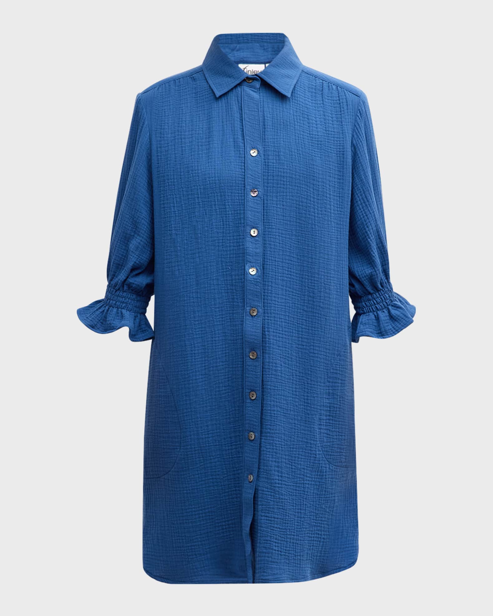 Finley Miller Blouson Sleeve Cotton Gauze Shirtdress Neiman Marcus