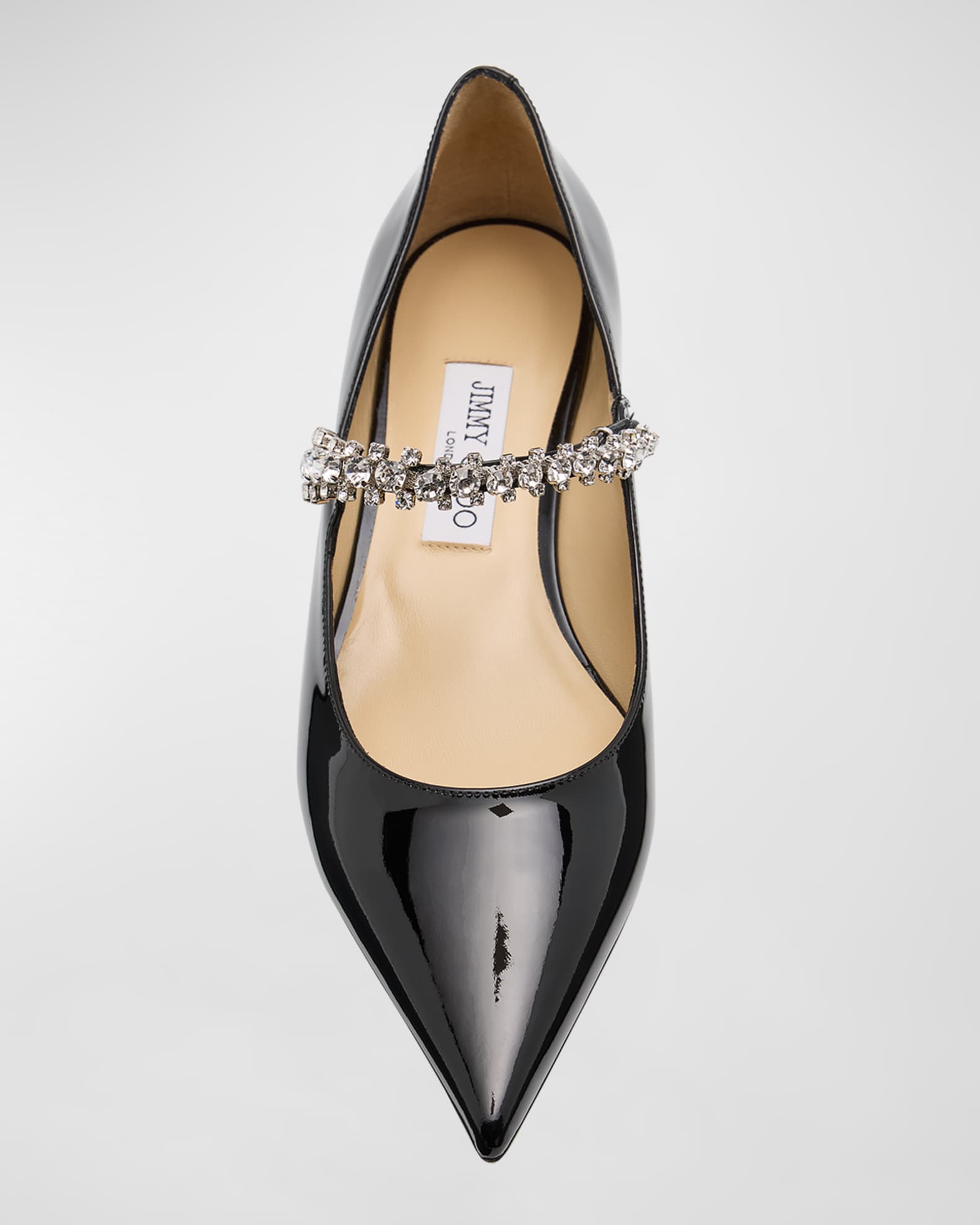 Jimmy Choo Bing Patent Crystal-Strap Ballerina Flats