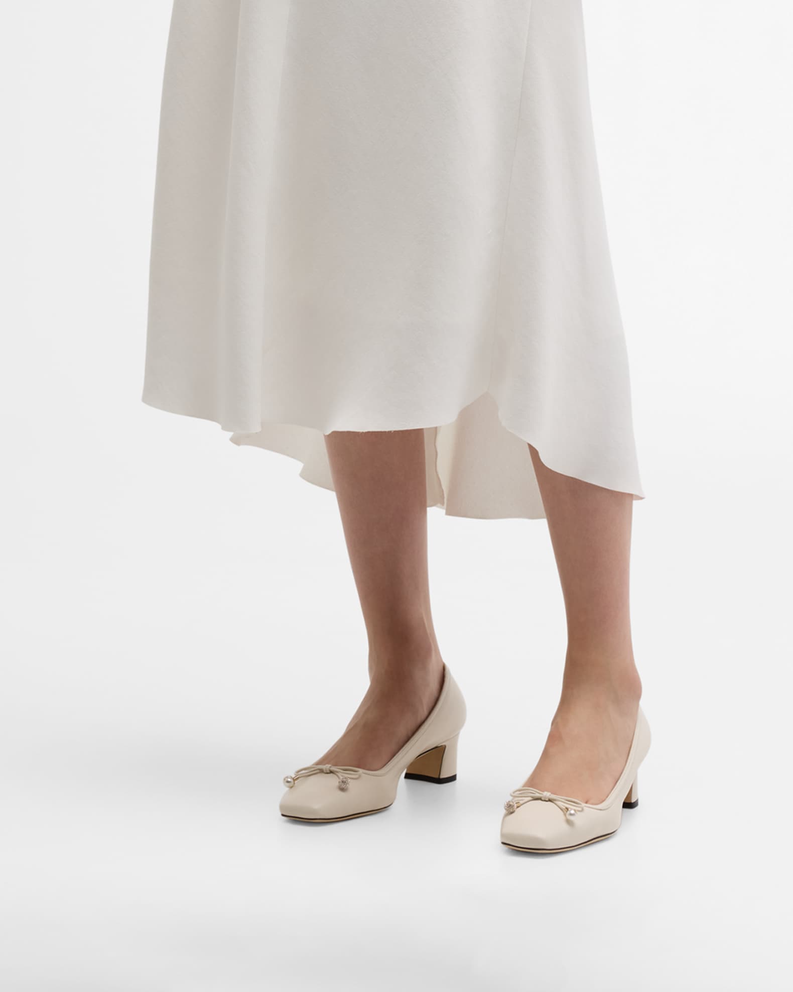 Elme Leather Bow Ballerina Pumps 1