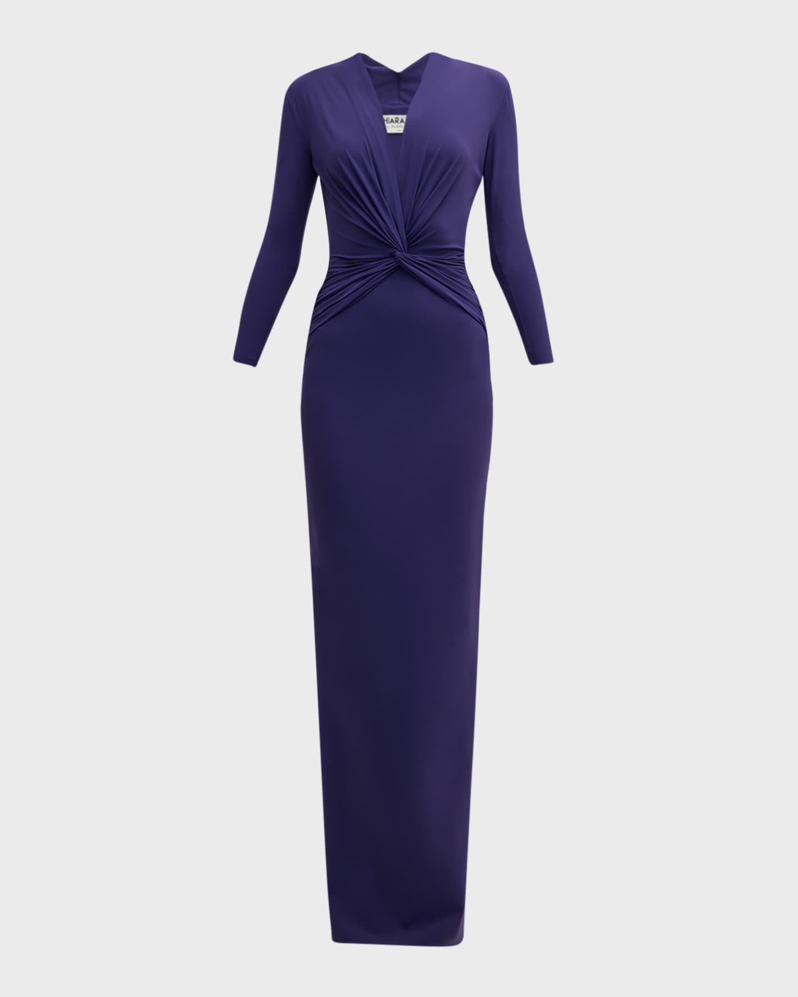 Chiara Boni La Petite Robe Twist Front Deep V Neck Column Gown Neiman Marcus