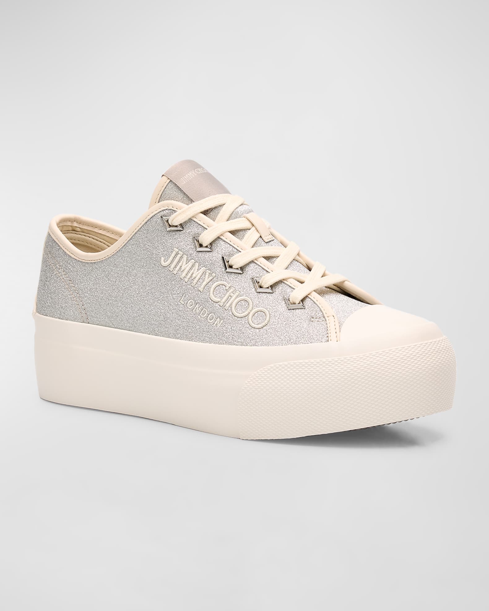 Jimmy Choo Palma Maxi Shimmer Low-Top Sneakers | Neiman Marcus