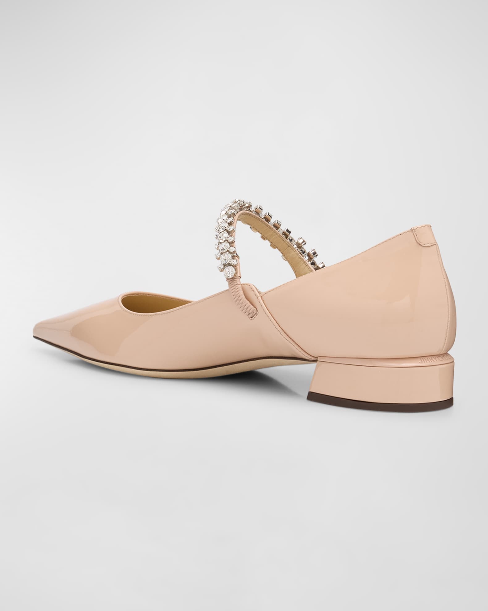 Jimmy Choo Bing Patent Crystal-Strap Ballerina Flats | Neiman Marcus