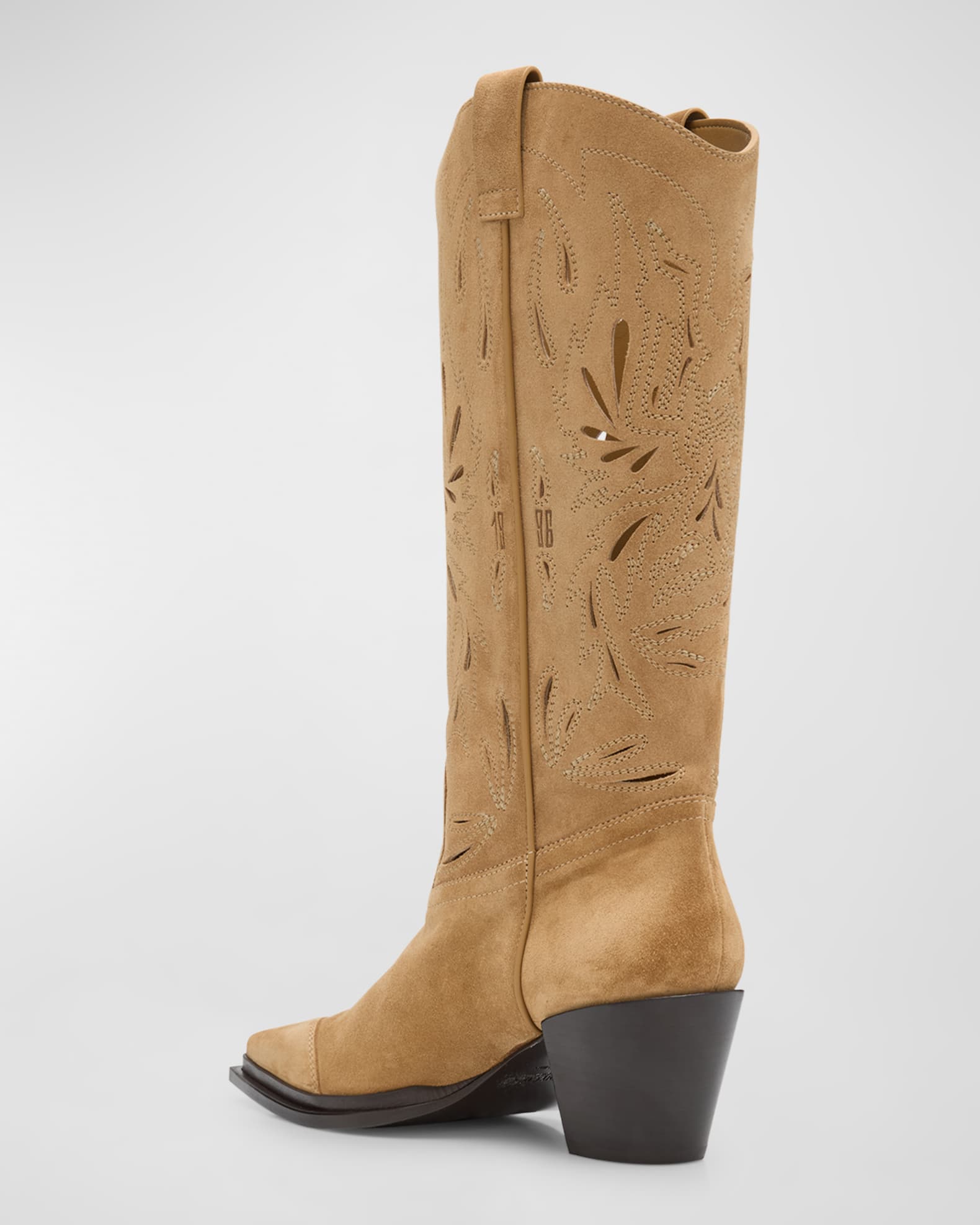 Cece Perforated Suede Western Boots