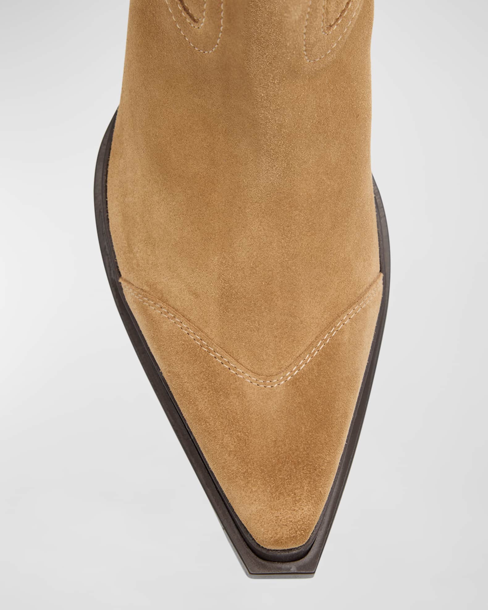 Perforated suede booties top