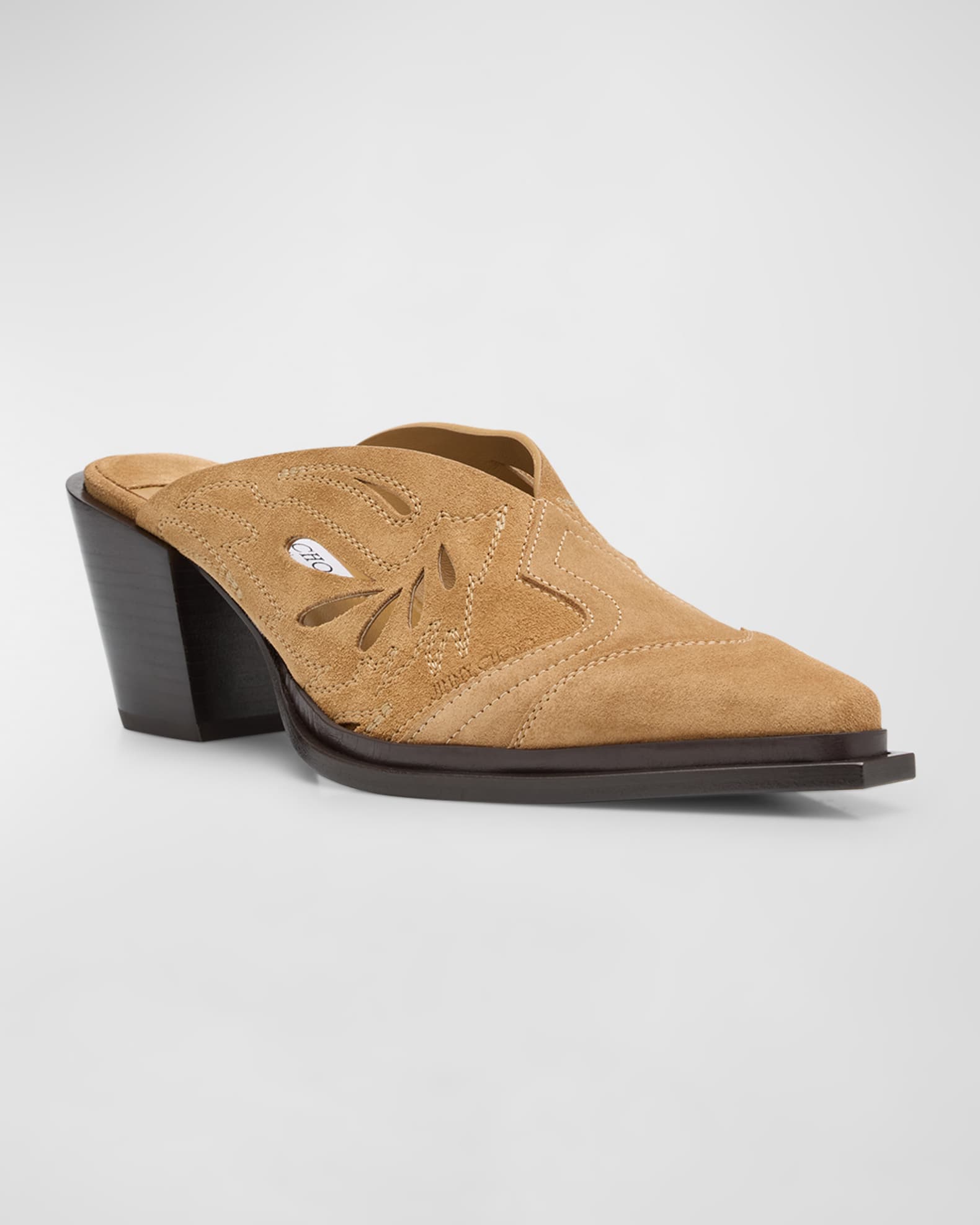 Jimmy Choo Cece Perforated Suede Western Mules Neiman Marcus