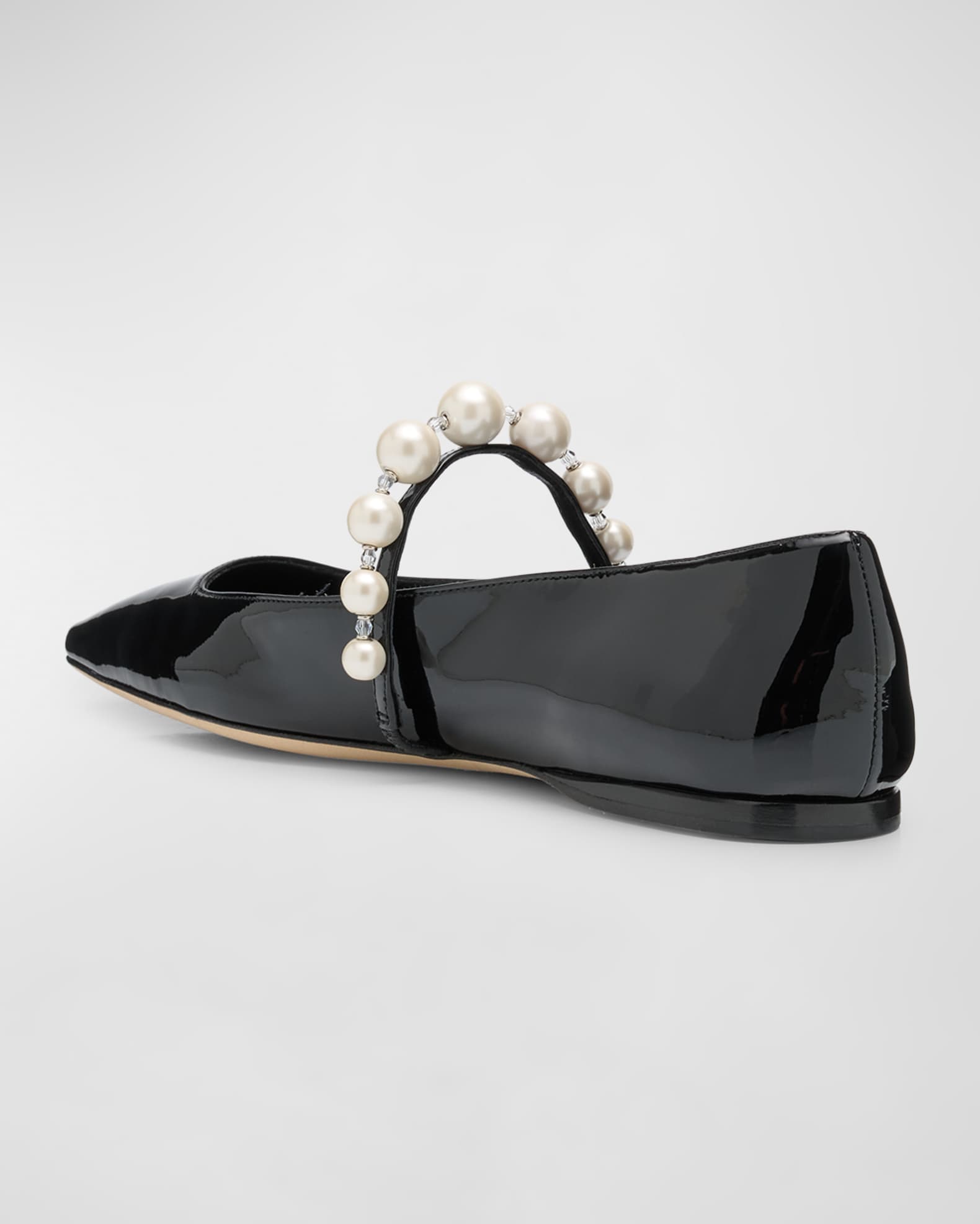 Jimmy Choo Ade Pearly-Strap Patent Ballerina Flats | Neiman