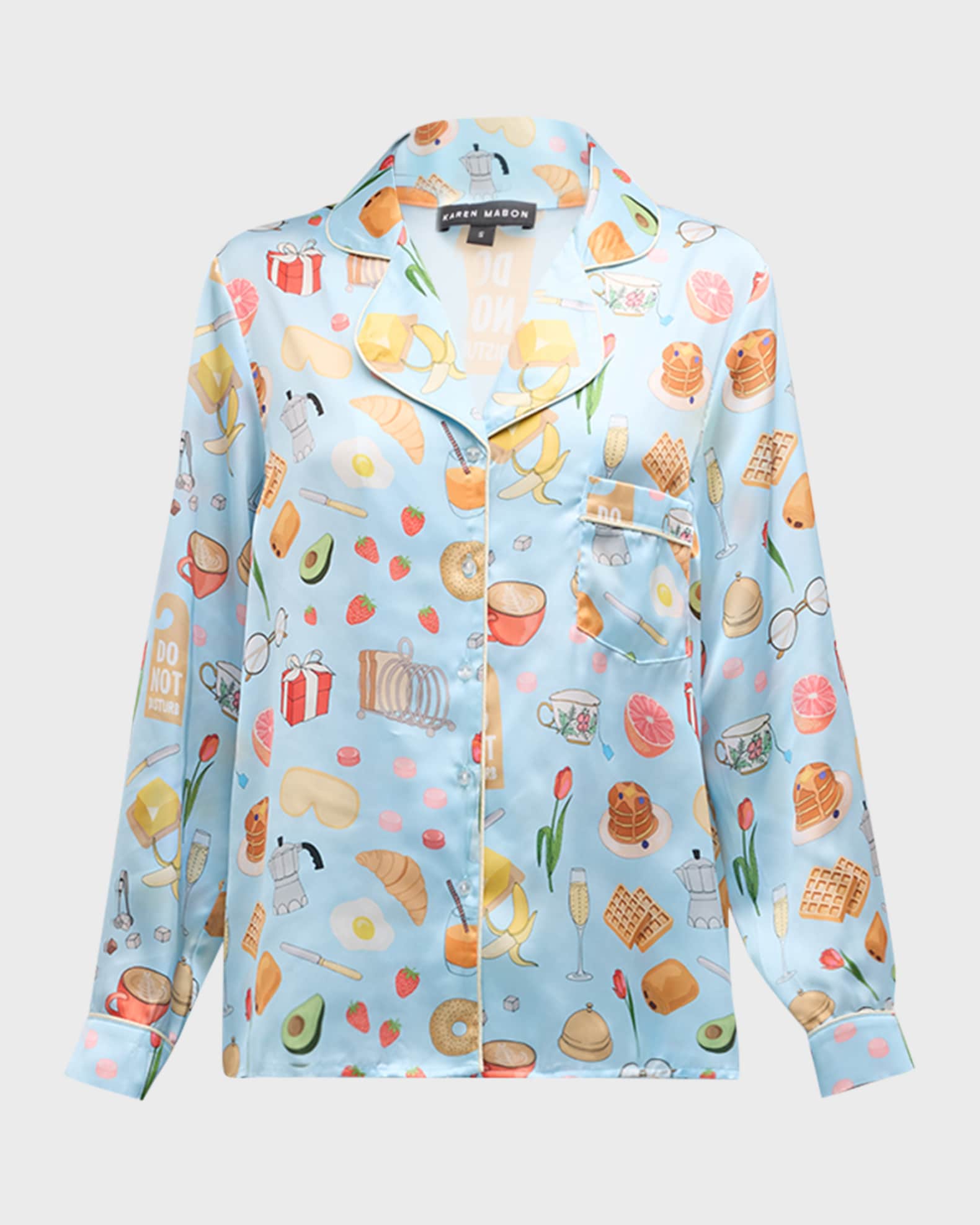 Breakfast In Bed Printed Pajama Set  0