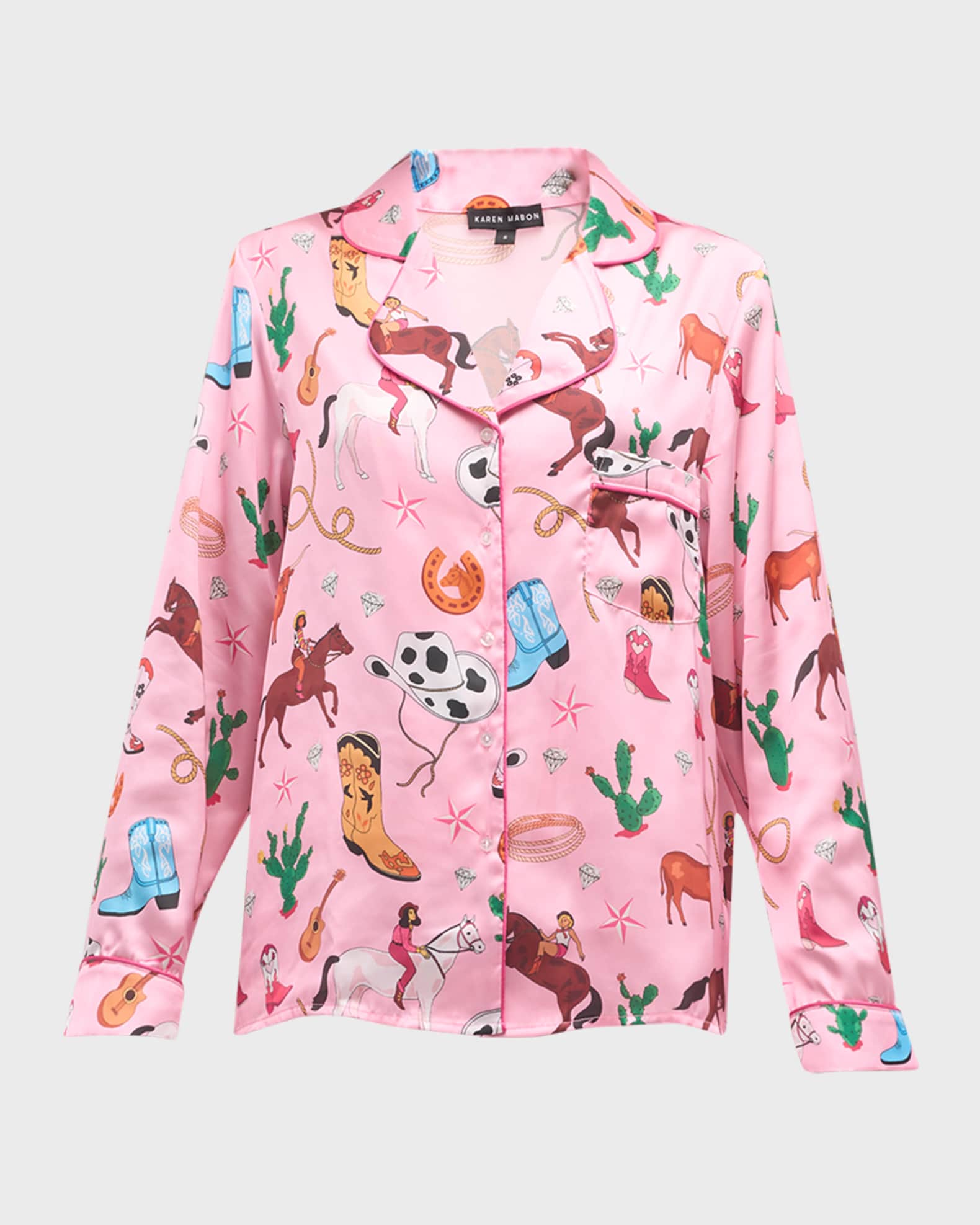 Karen Mabon Rhinestone Cowgirl Printed Cropped Pajama Set