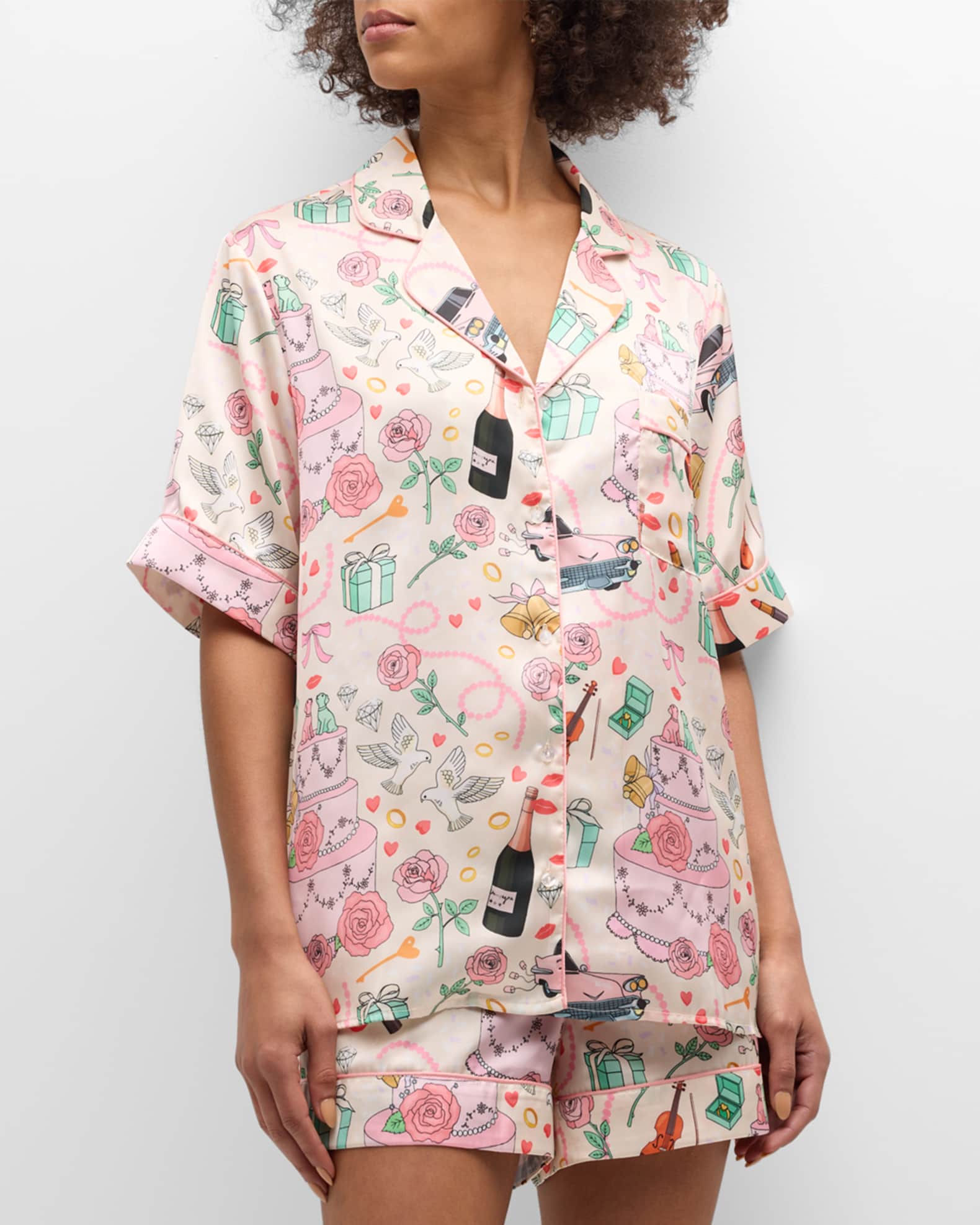 Wedding Bells Printed Short Pajama Set 1
