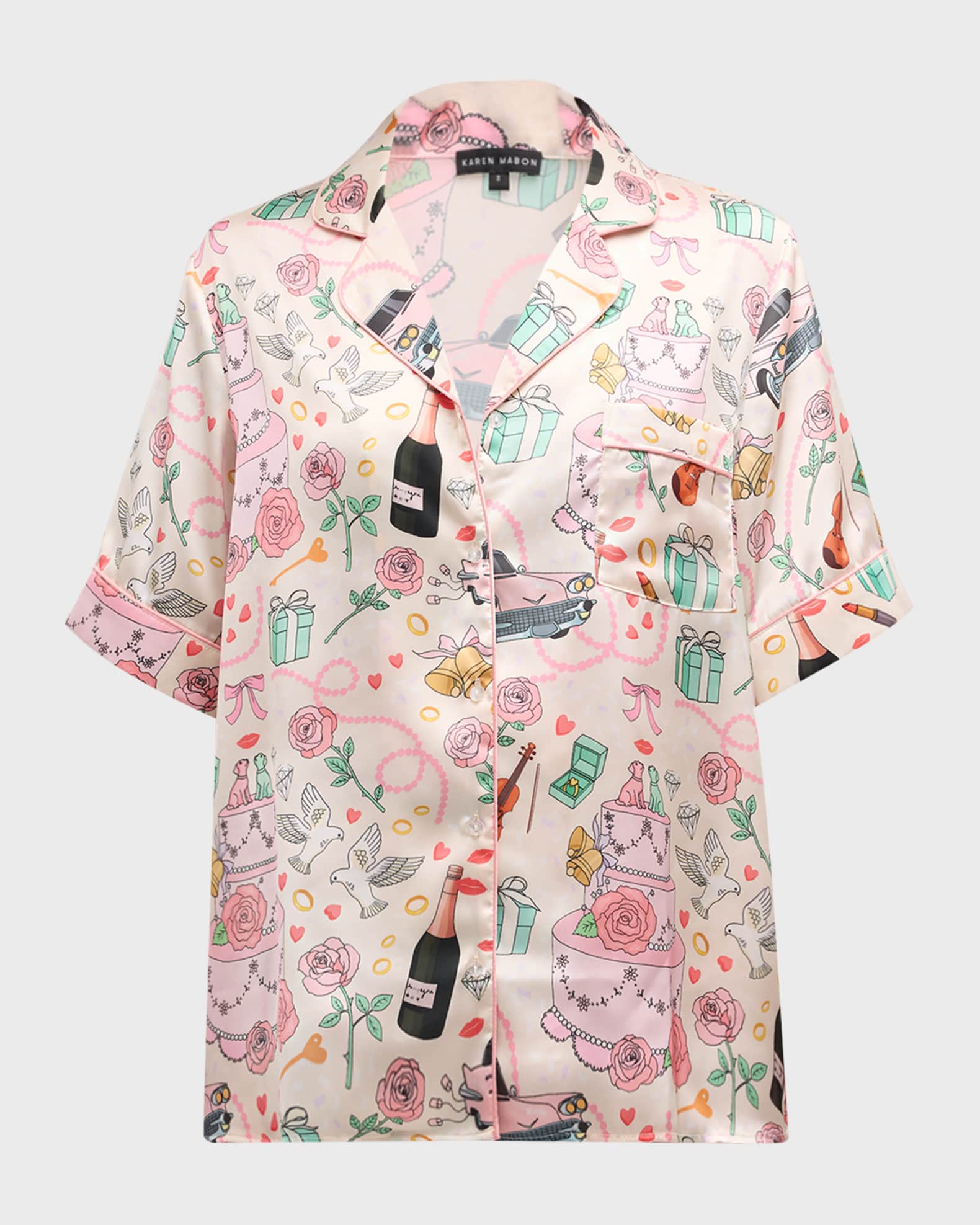 Wedding Bells Printed Short Pajama Set 0