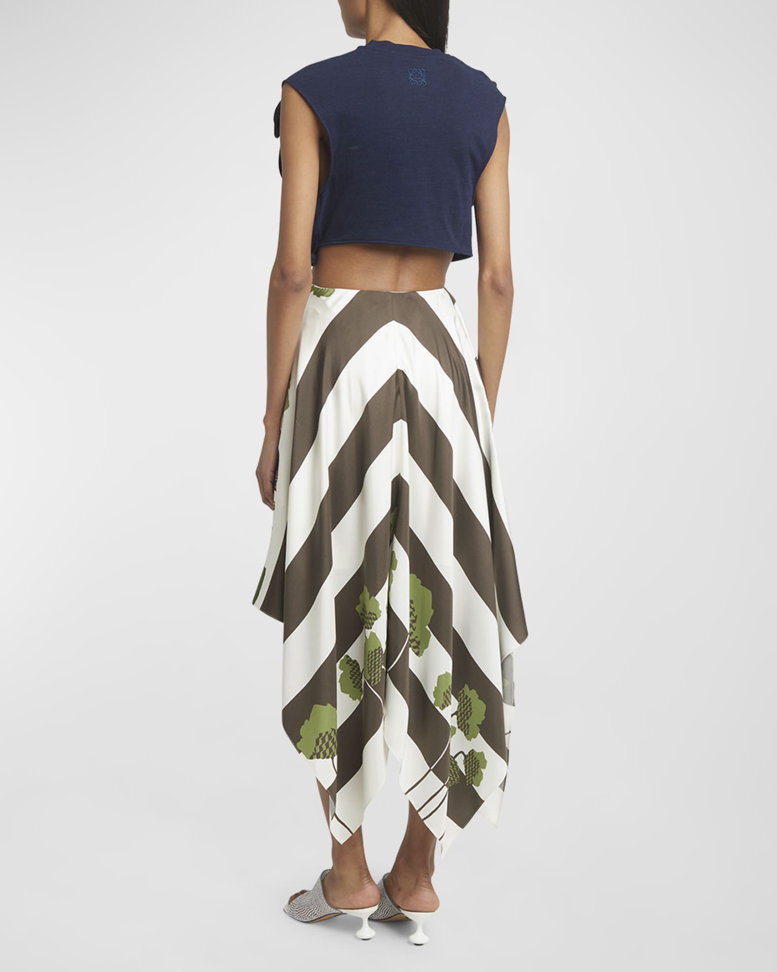 Loewe x Paula Ibiza Asymmetric Silk Foulard Skirt | Neiman