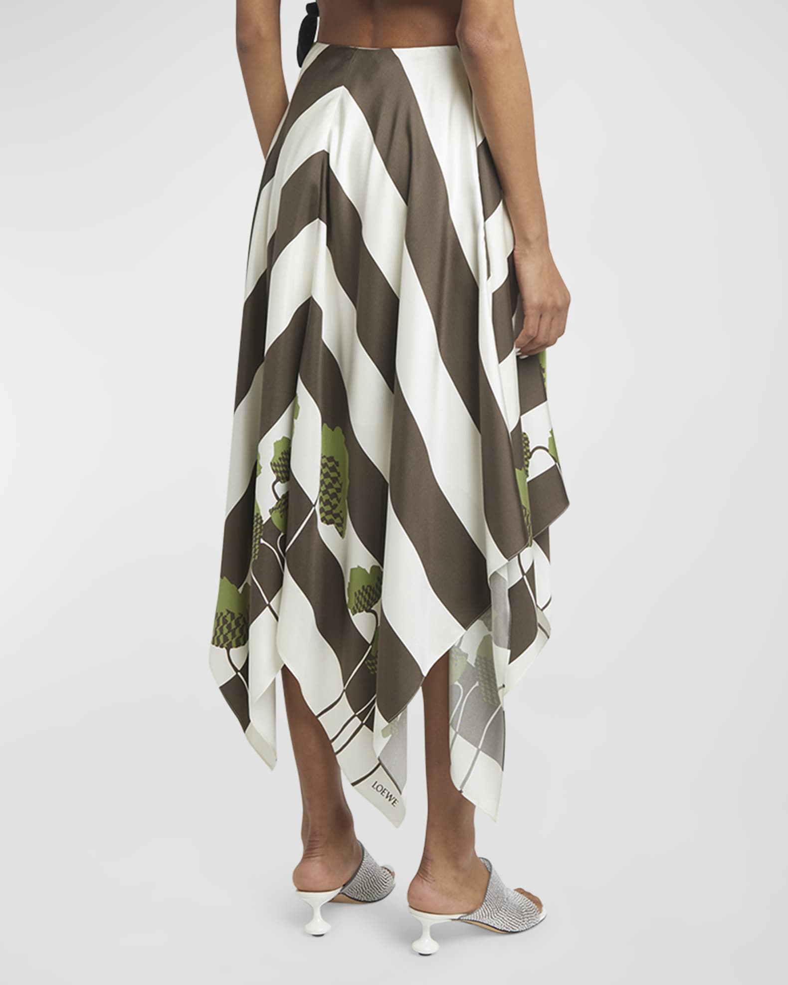 Loewe x Paula Ibiza Asymmetric Silk Foulard Skirt | Neiman