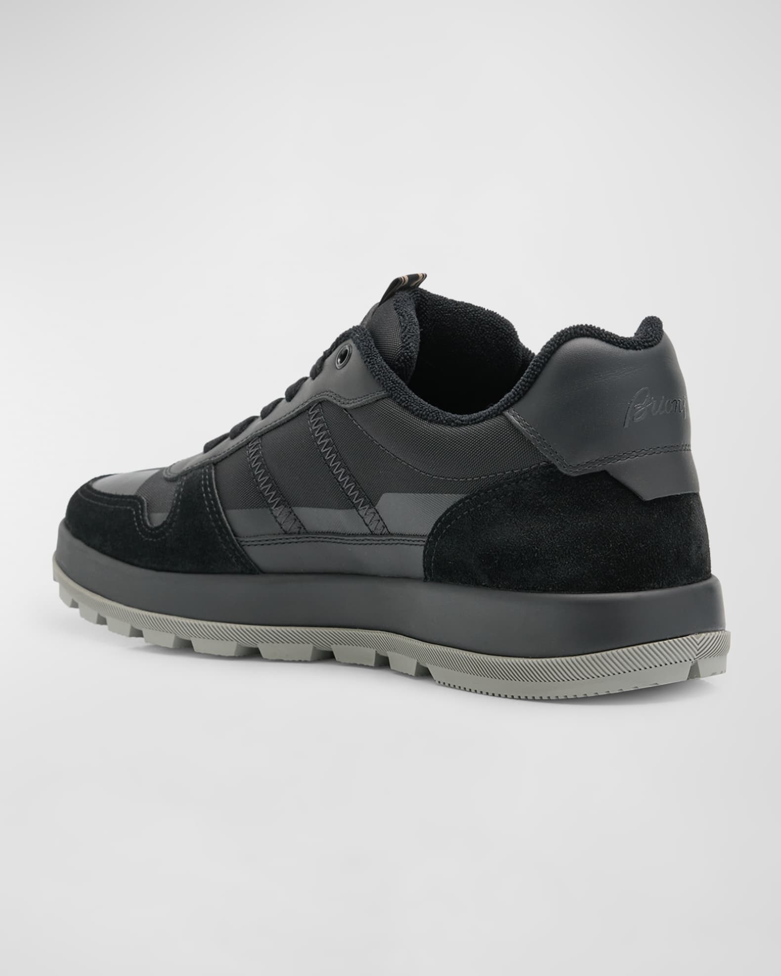 Brioni Men's Fabric and Suede Low-Top Sneakers | Neiman Marcus