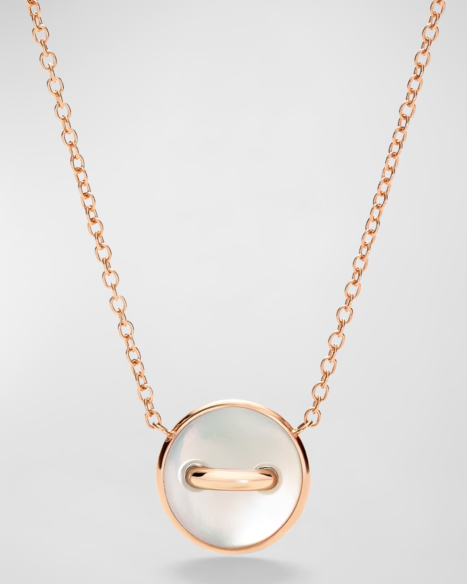 18K Rose Gold Dot Malachite and Mother of Pearl Pendant Necklace 1