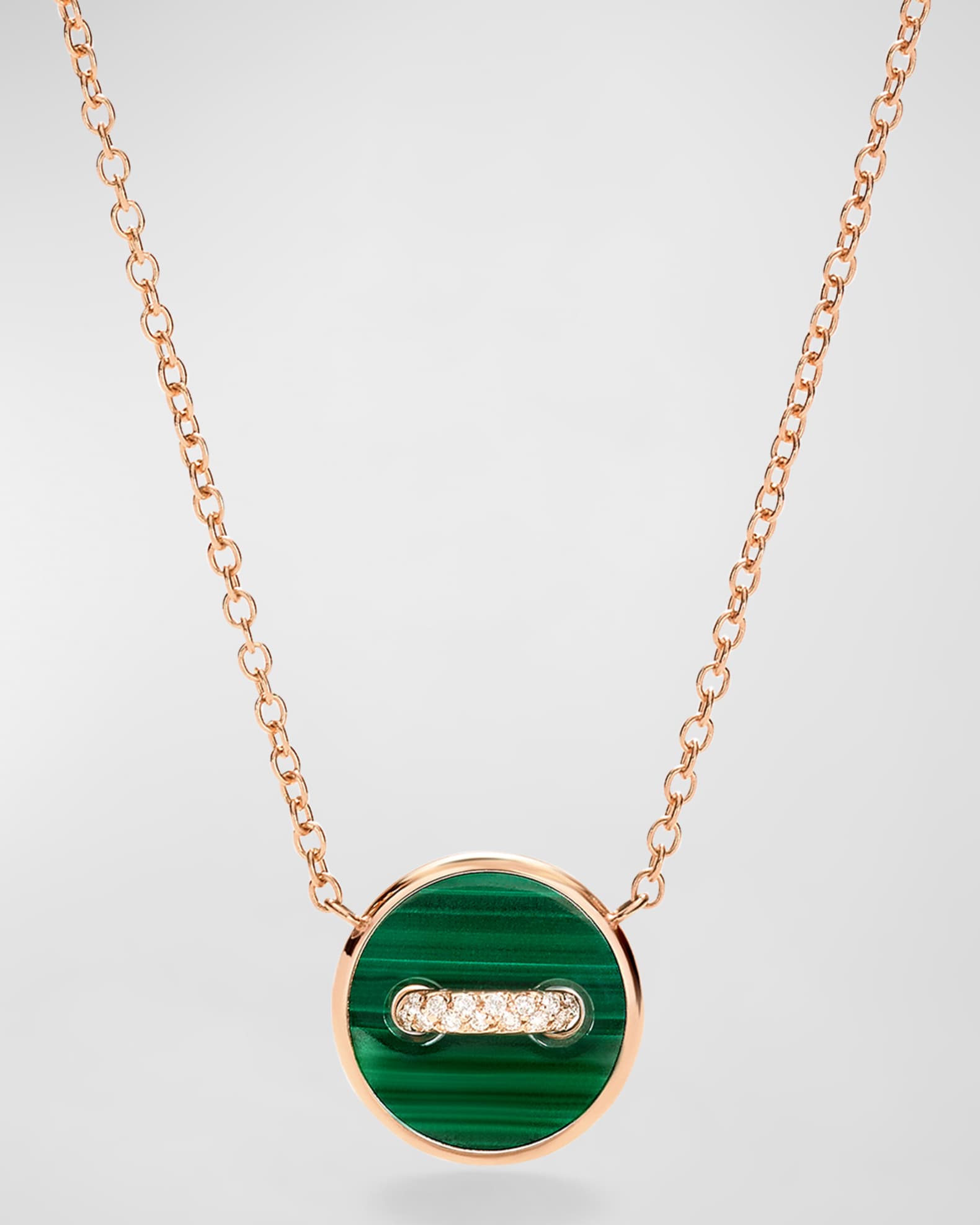 18K Rose Gold Dot Malachite and Mother of Pearl Pendant Necklace 0