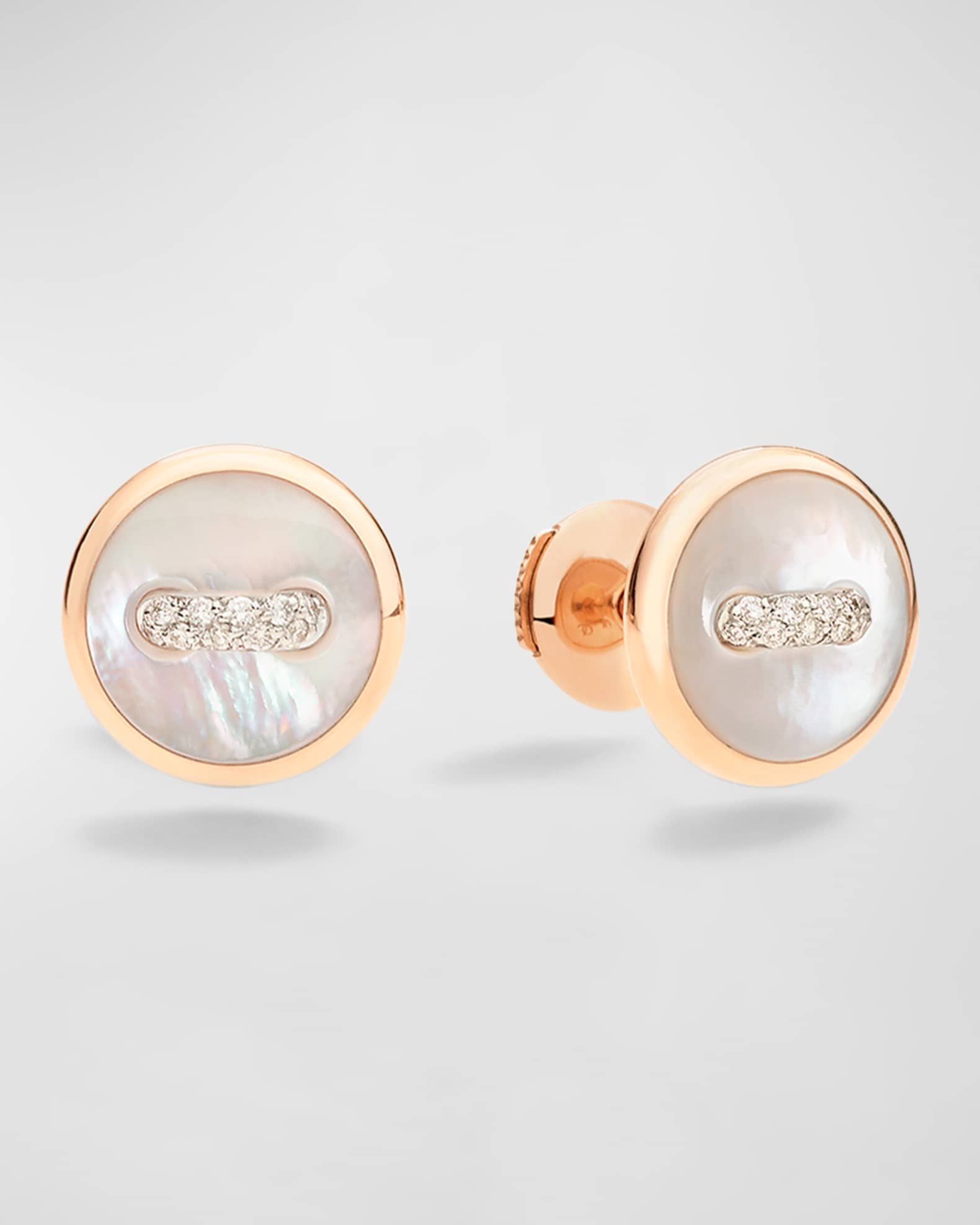 18K Rose Gold Dot Mother of Pearl Earrings 0