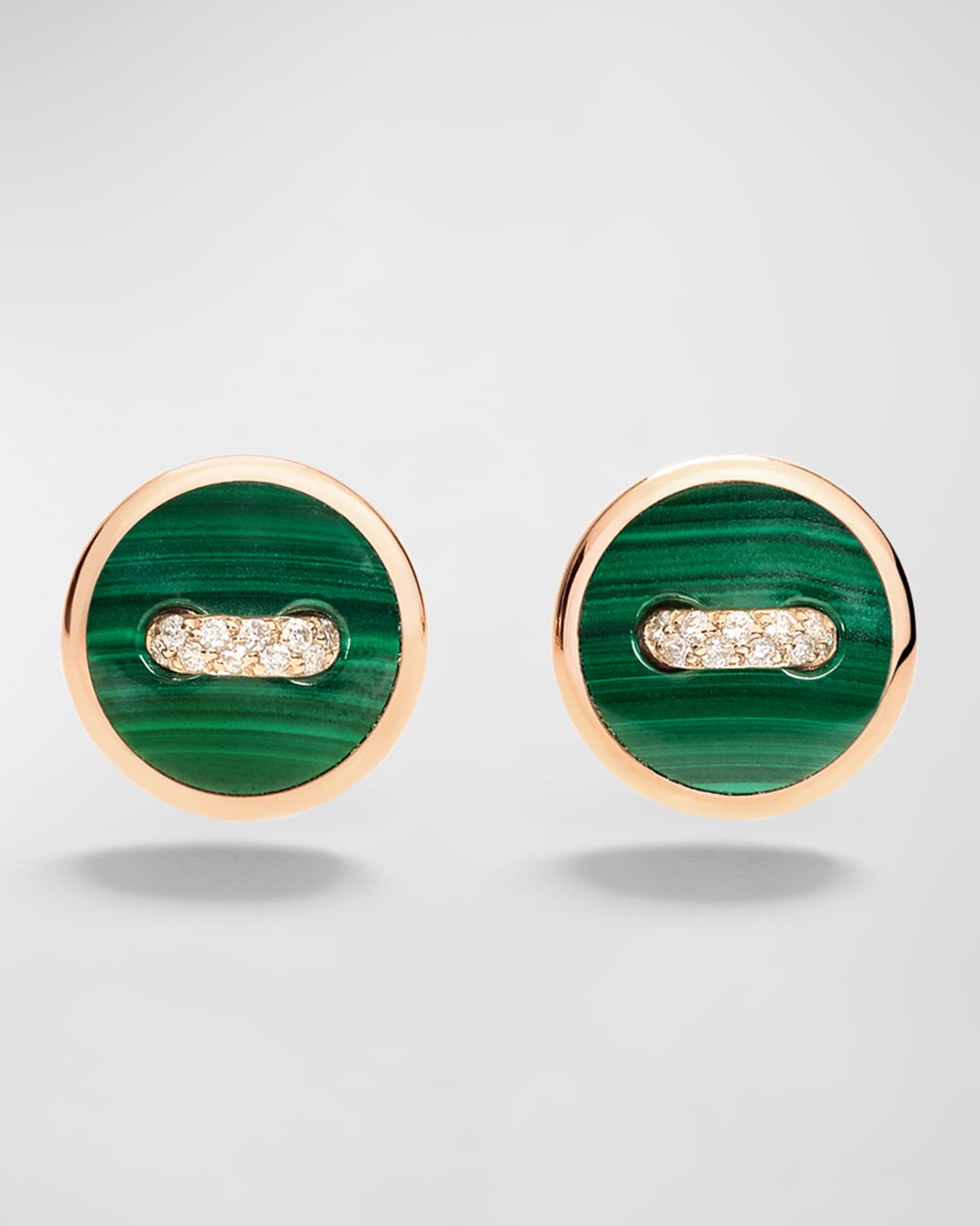 18K Rose Gold Dot Malachite Earrings 1