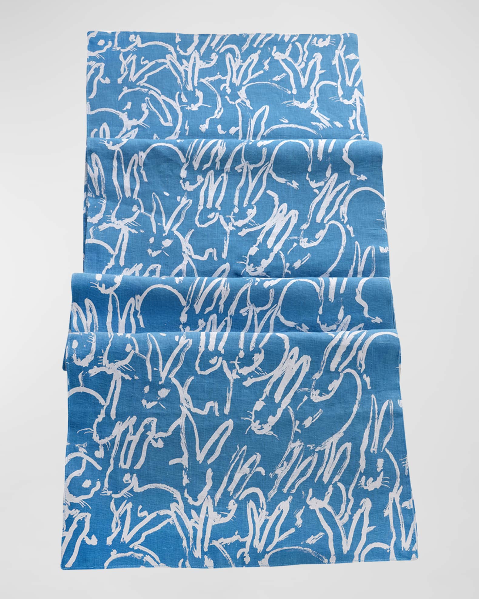 Hunt Slonem Fluffle Khadi Print Linen Table Runner