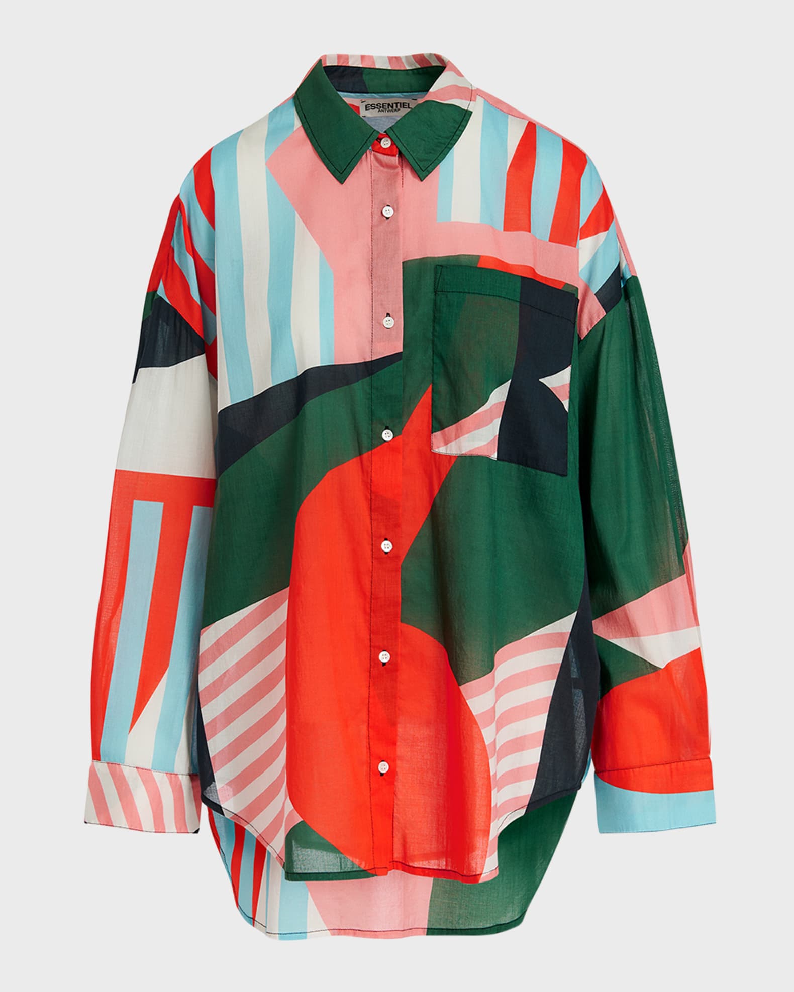 Essentiel Antwerp Falafel Oversized Abstract-Print Cotton Shirt