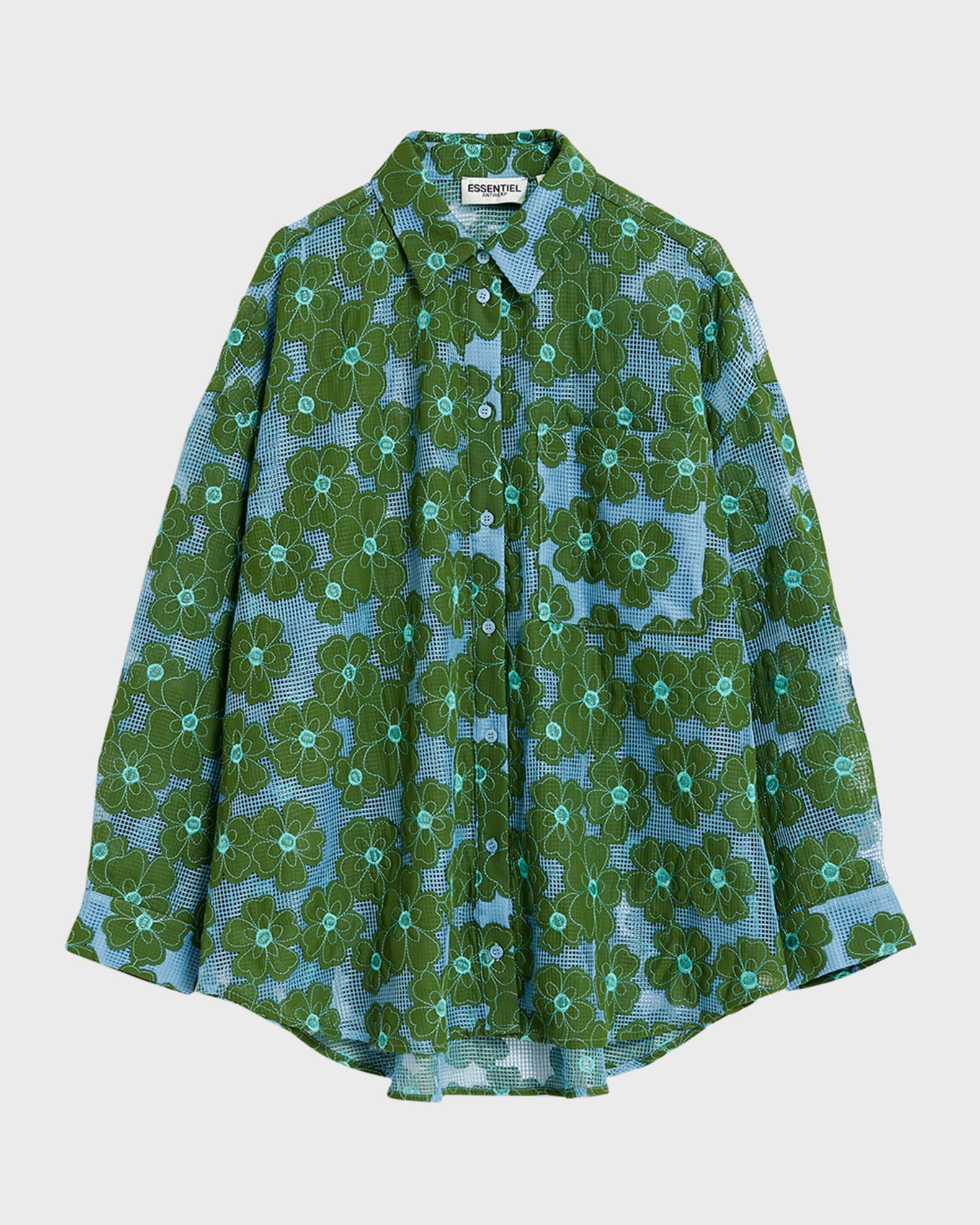 Essentiel Antwerp Festivity Two-Tone Embroidered Cotton Shirt