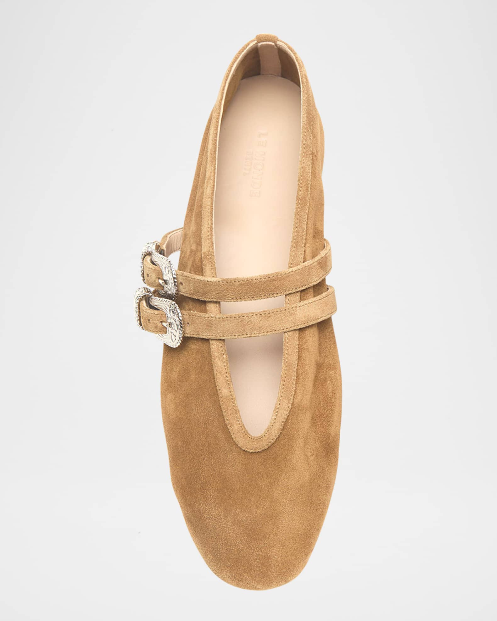 Claudia Suede Western Buckle Ballerina Flats