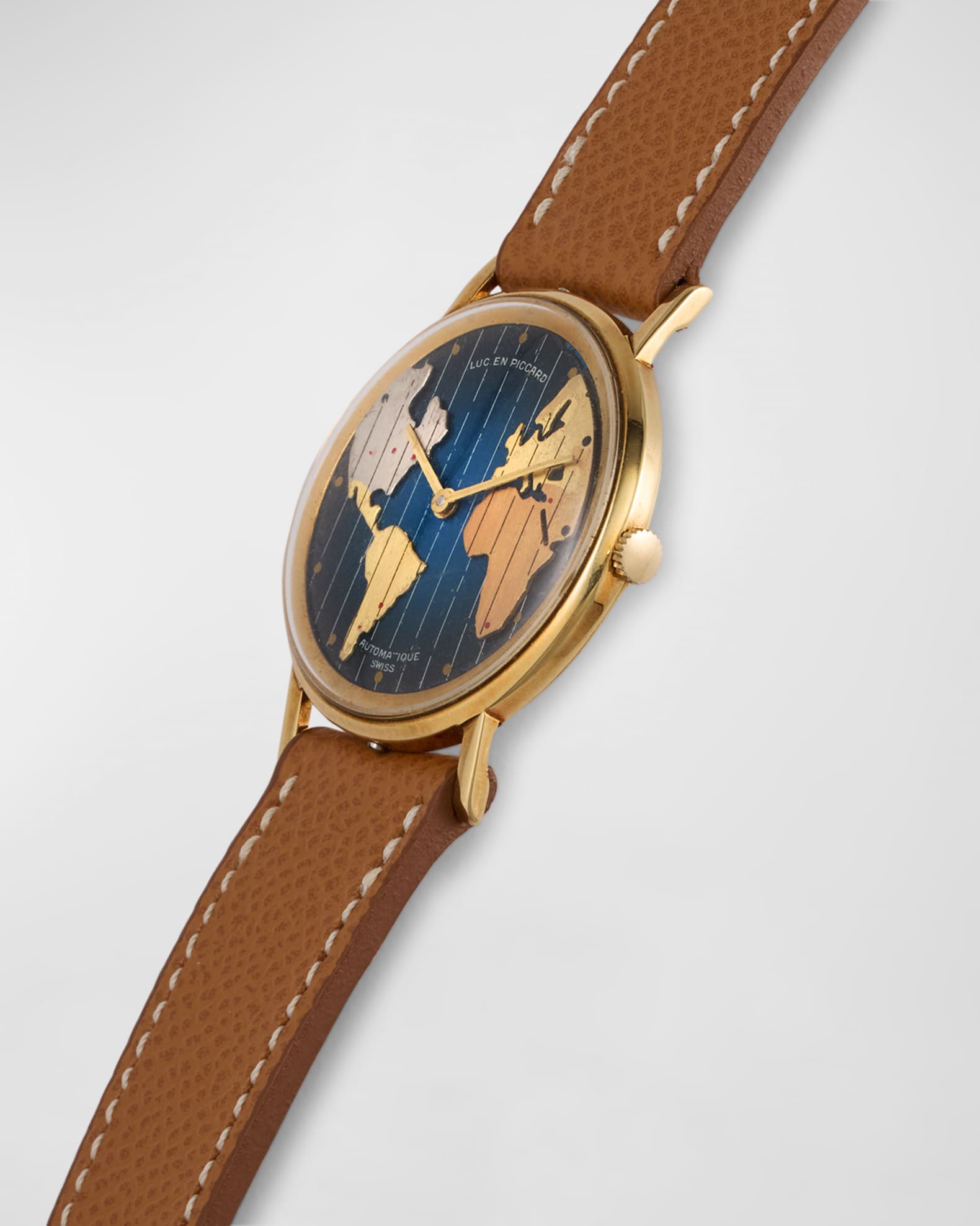 Vintage Watches Lucien Piccard World Time 34mm Vintage 1960s Watch Neiman Marcus