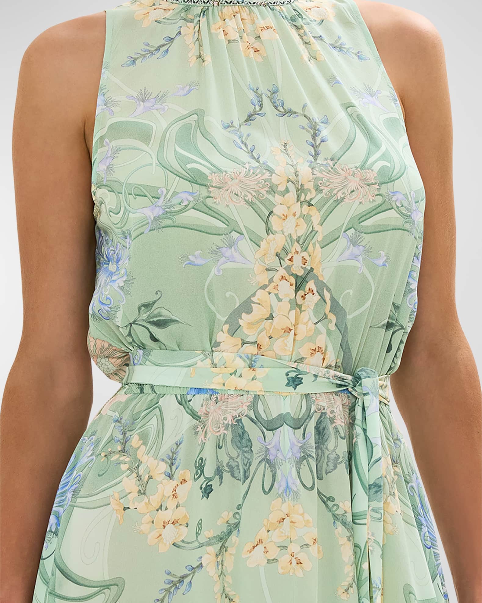sleeveless tie neck dress