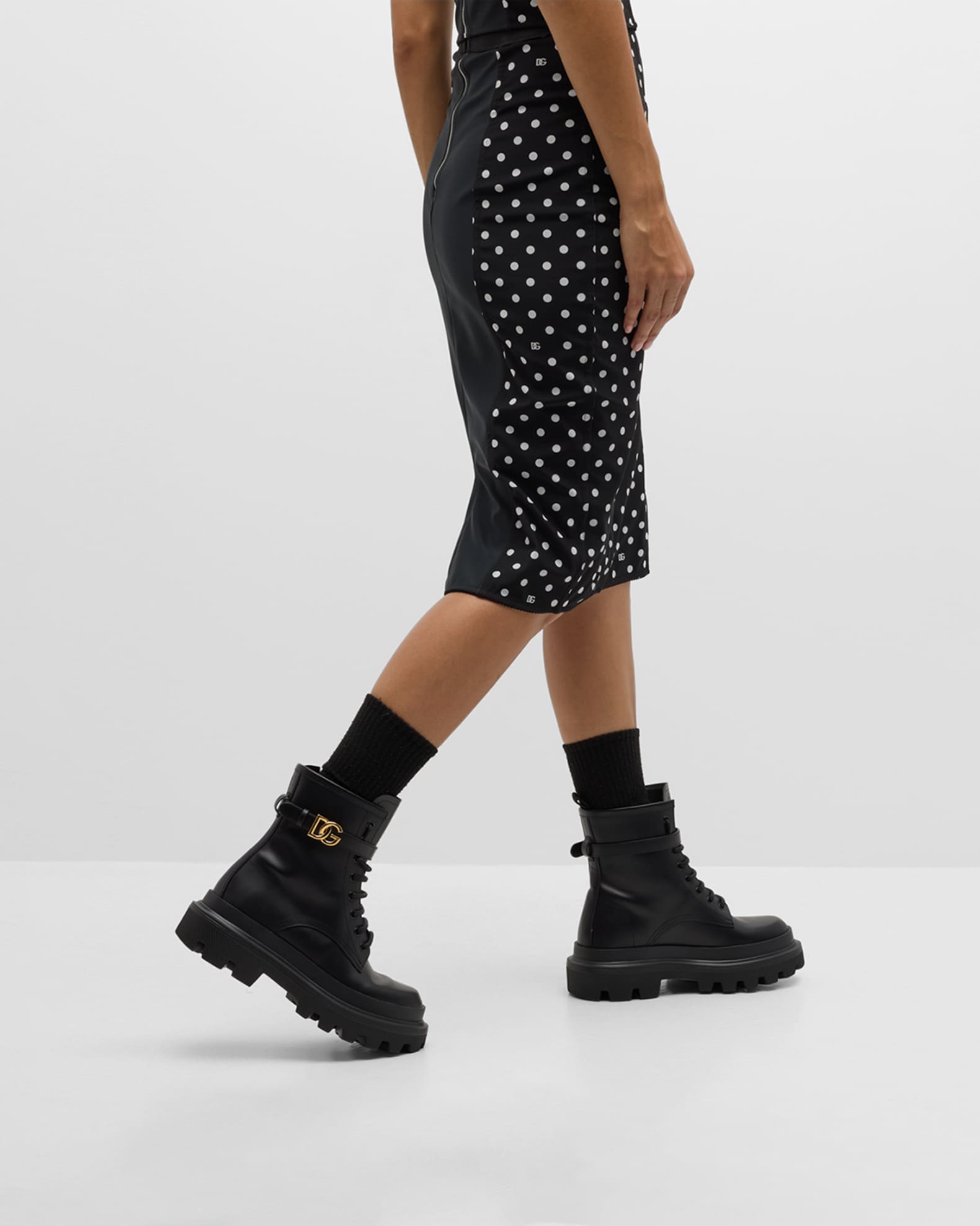 Leather DG Lace-Up Ranger Booties 1