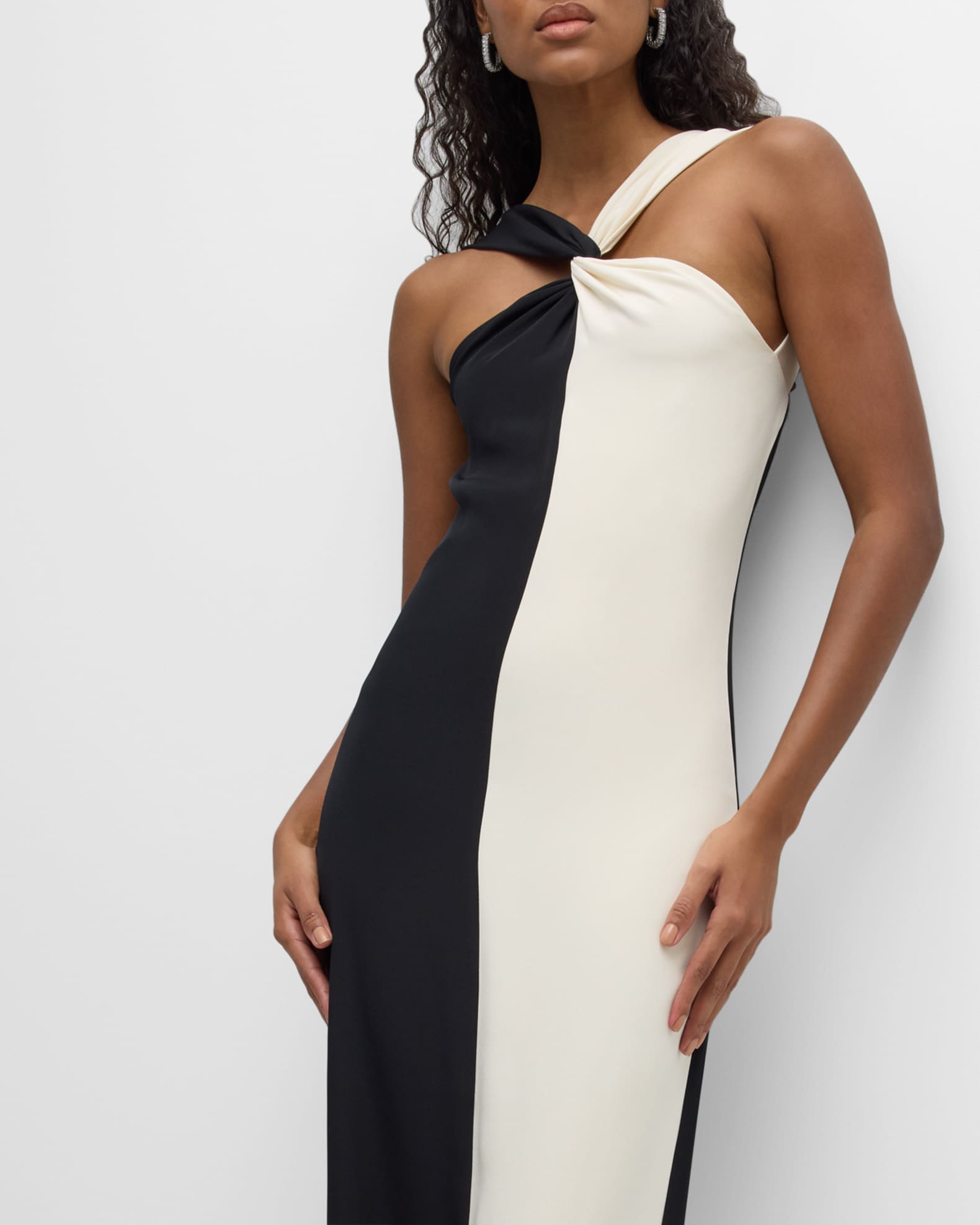 Roland Mouret Contrast Silk Maxi Dress | Neiman Marcus
